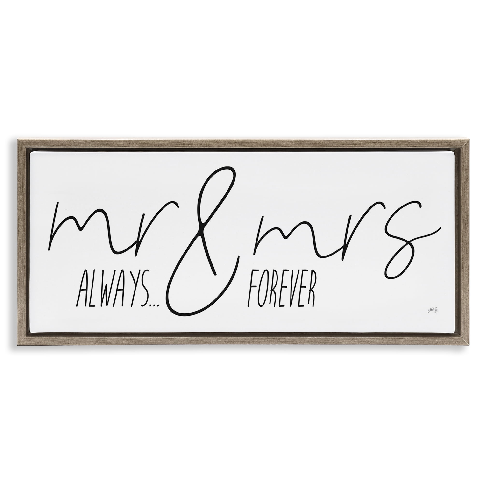 Stupell Industries Romantic Always & Forever Typography Painting Brown Floater Framed Art Print Wall Art, 25 x 11