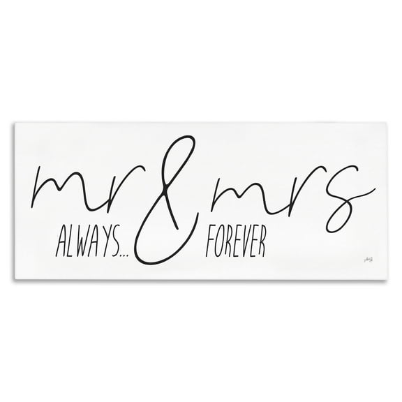 Stupell Industries Romantic Always & Forever Typography Painting Gallery Wrapped Canvas Art Print Wall Art, 24 x 10