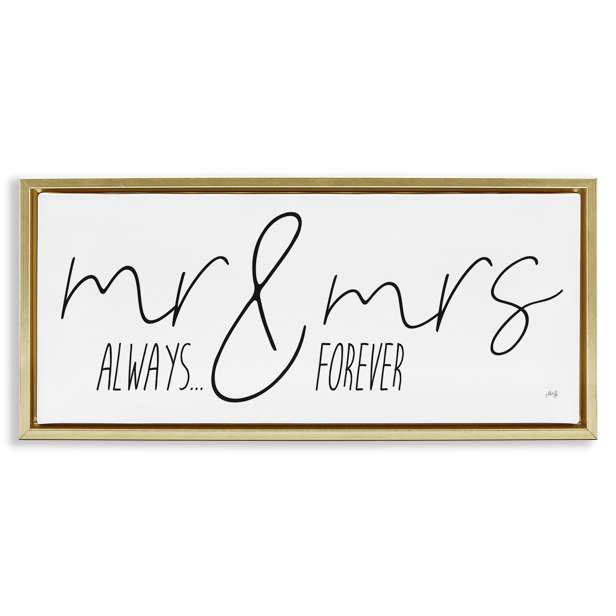 Stupell Industries Romantic Always & Forever Typography Painting Gold Floater Framed Art Print Wall Art, 31 x 14