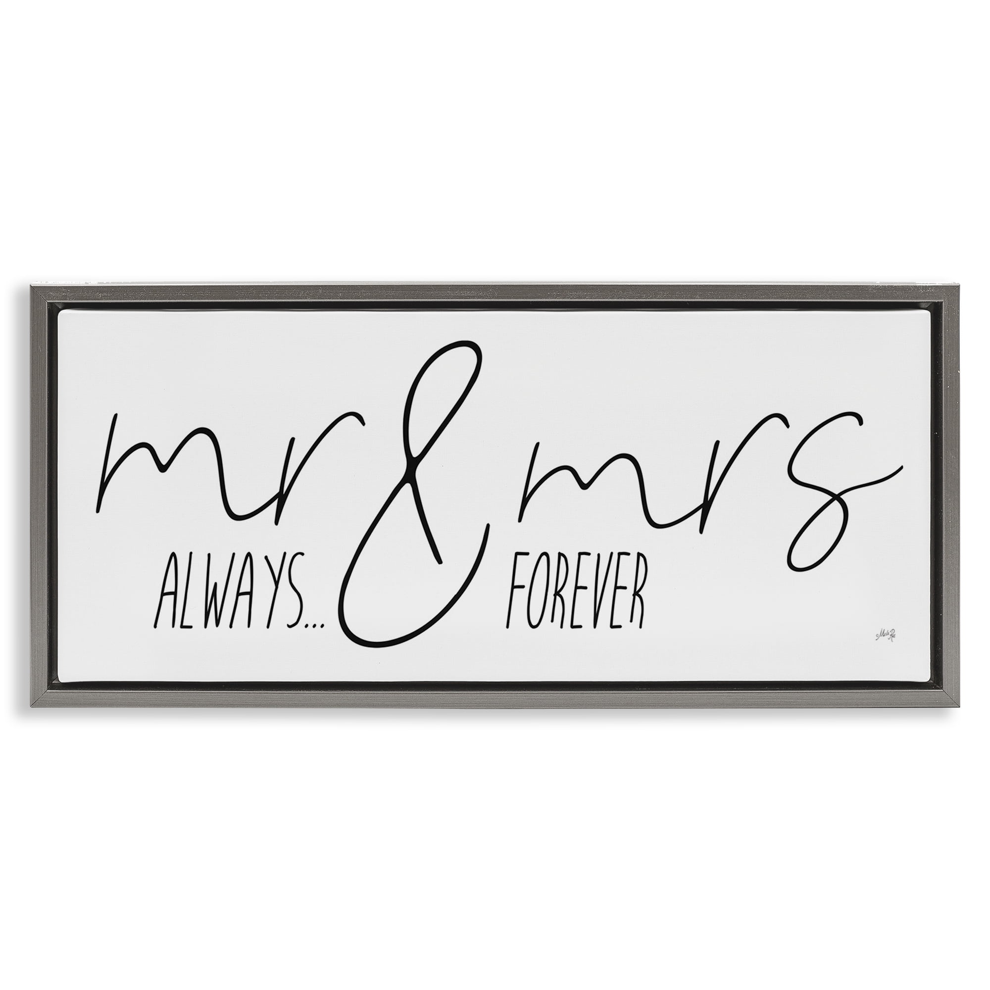 Stupell Industries Romantic Always & Forever Typography Painting Gray Floater Framed Art Print Wall Art, 25 x 11
