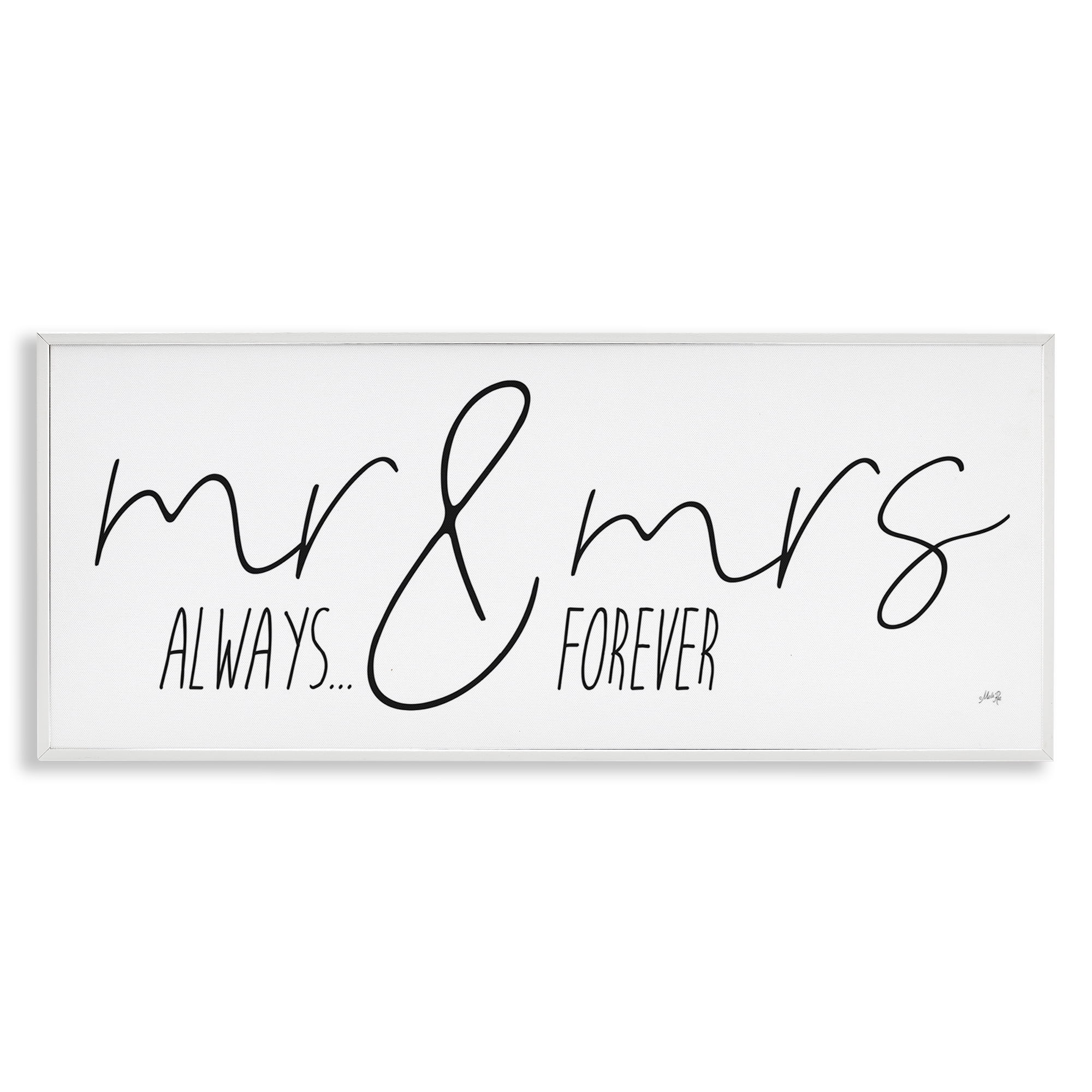 Stupell Industries Romantic Always & Forever Typography Painting White Framed Art Print Wall Art, 24 x 10