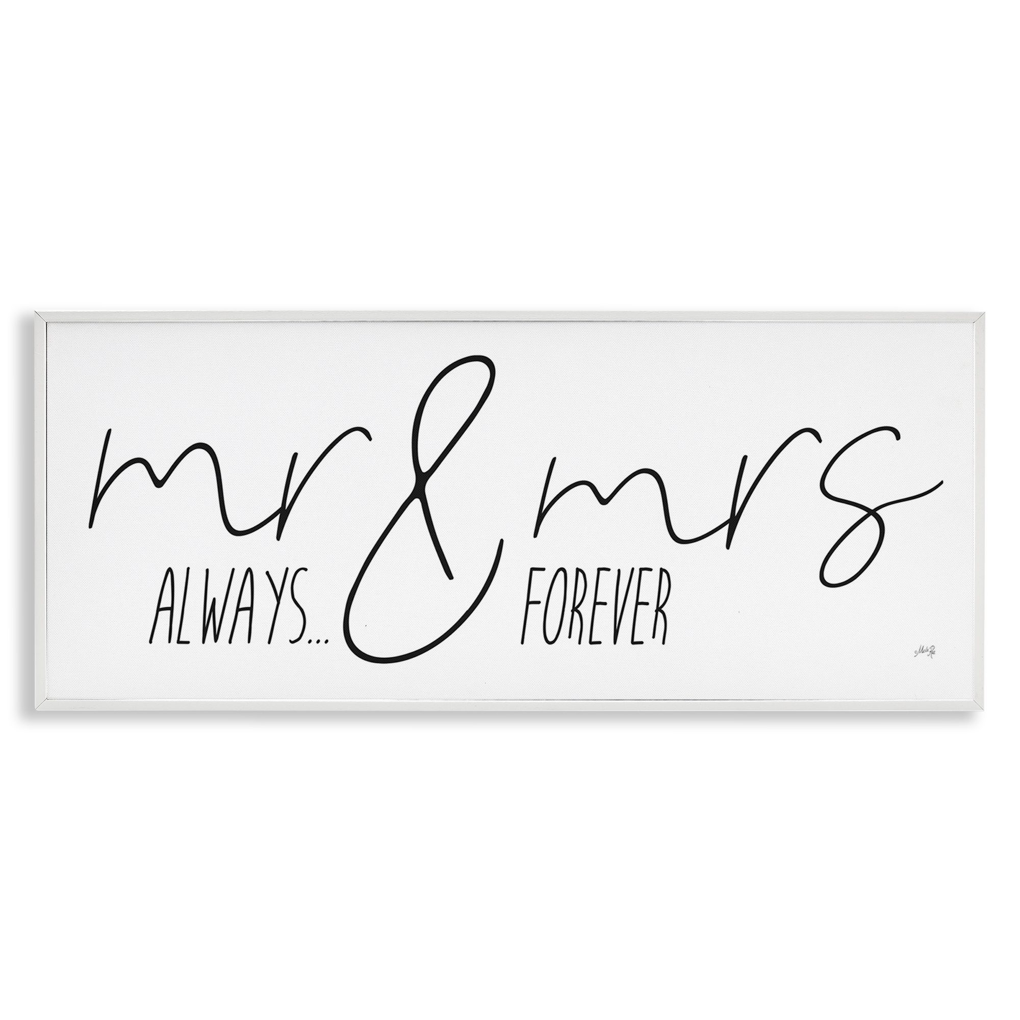 Stupell Industries Romantic Always & Forever Typography Painting White Framed Art Print Wall Art, 30 x 13