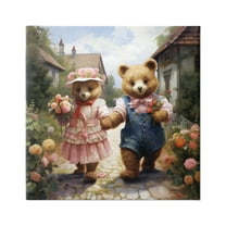 Stupell Industries Romantic Bear Couple Animals & Insects Painting Gallery Wrapped Canvas Art Print Wall Art, 17 x 17