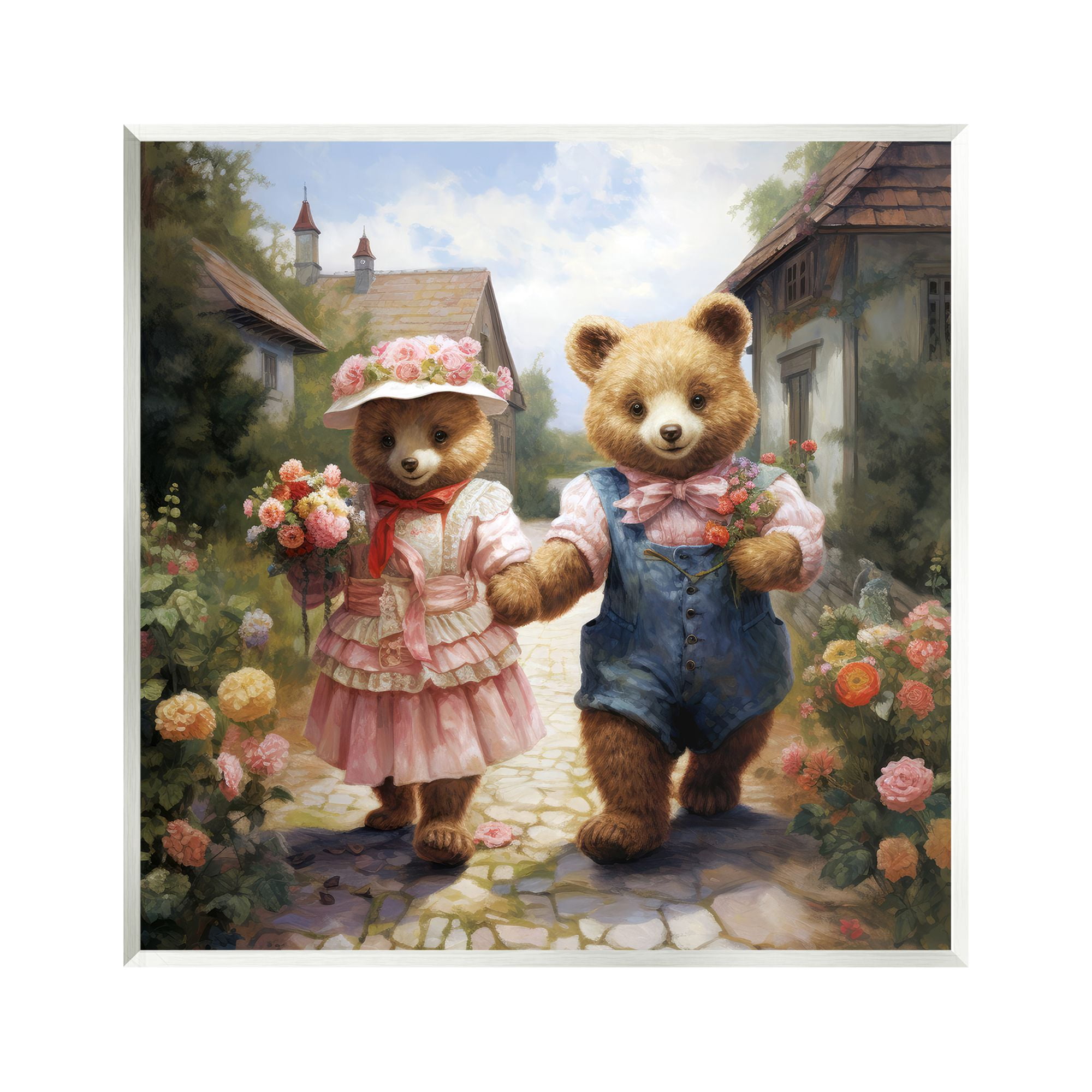 Stupell Industries Romantic Bear Couple Animals & Insects Painting Unframed Art Print Wall Art, 12 x 12