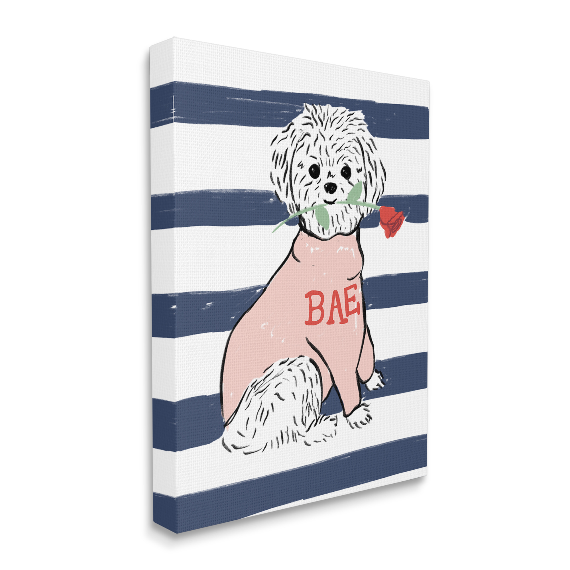Stupell Industries Romantic Bichon Puppy Pink Bae Sweater Canvas Wall Art by Daphne Polselli