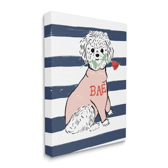 Stupell Industries Romantic Bichon Puppy Pink Bae Sweater Canvas Wall Art by Daphne Polselli