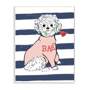 Stupell Industries Romantic Bichon Puppy Pink Bae Sweater Wall Plaque by Daphne Polselli