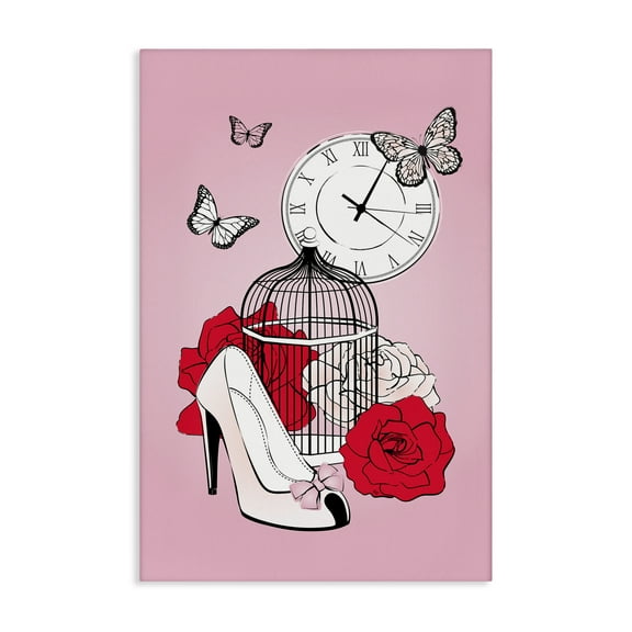 Stupell Industries Romantic Bird Cage Animals & Insects Painting Gallery Wrapped Canvas Art Print Wall Art, 16 x 24