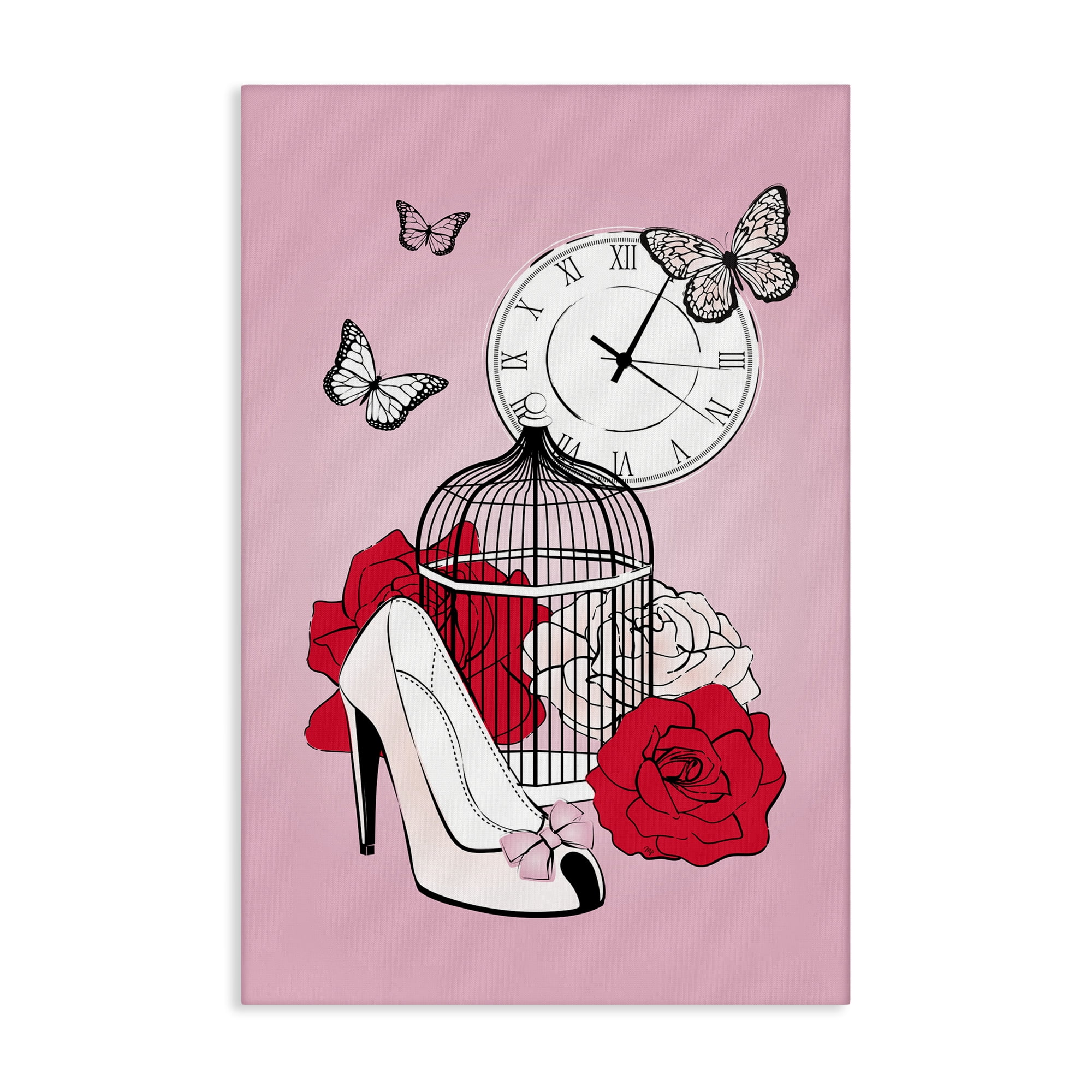 Stupell Industries Romantic Bird Cage Animals & Insects Painting Gallery Wrapped Canvas Art Print Wall Art, 30 x 45