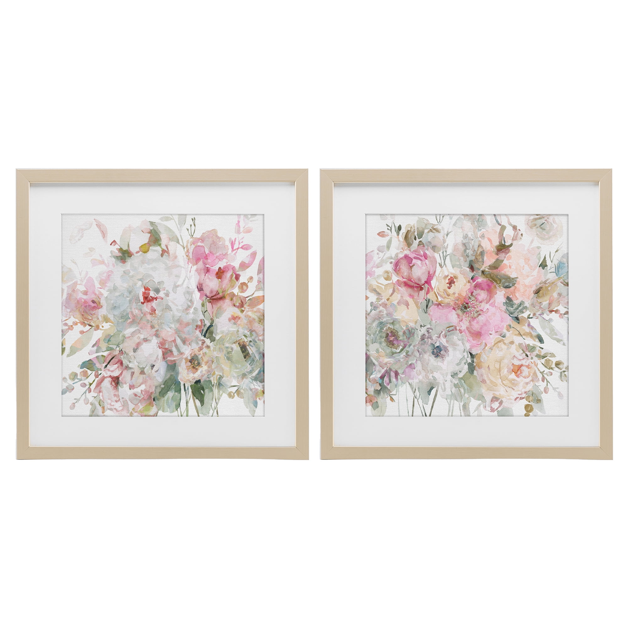 Stupell Industries Romantic Blush Botanicals 2 Piece Birch Framed Print Under Glass Set, design by Carol Robinson