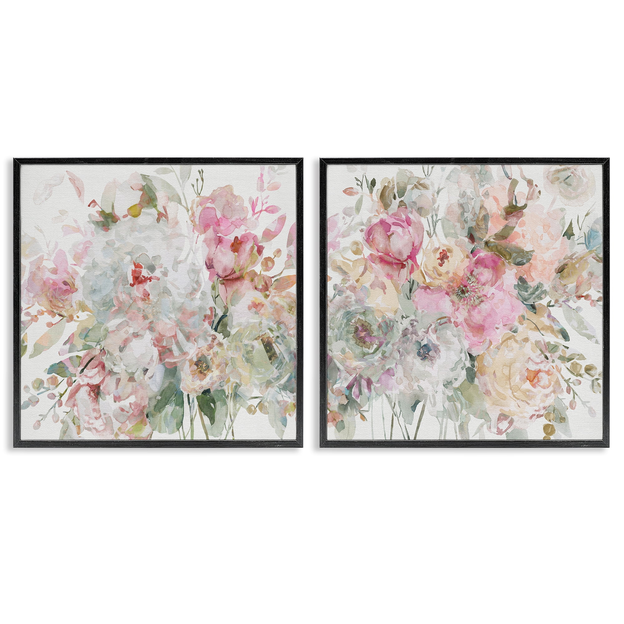 Stupell Industries Romantic Blush Botanicals 2 Piece Black Framed Giclee Art Set, design by Carol Robinson