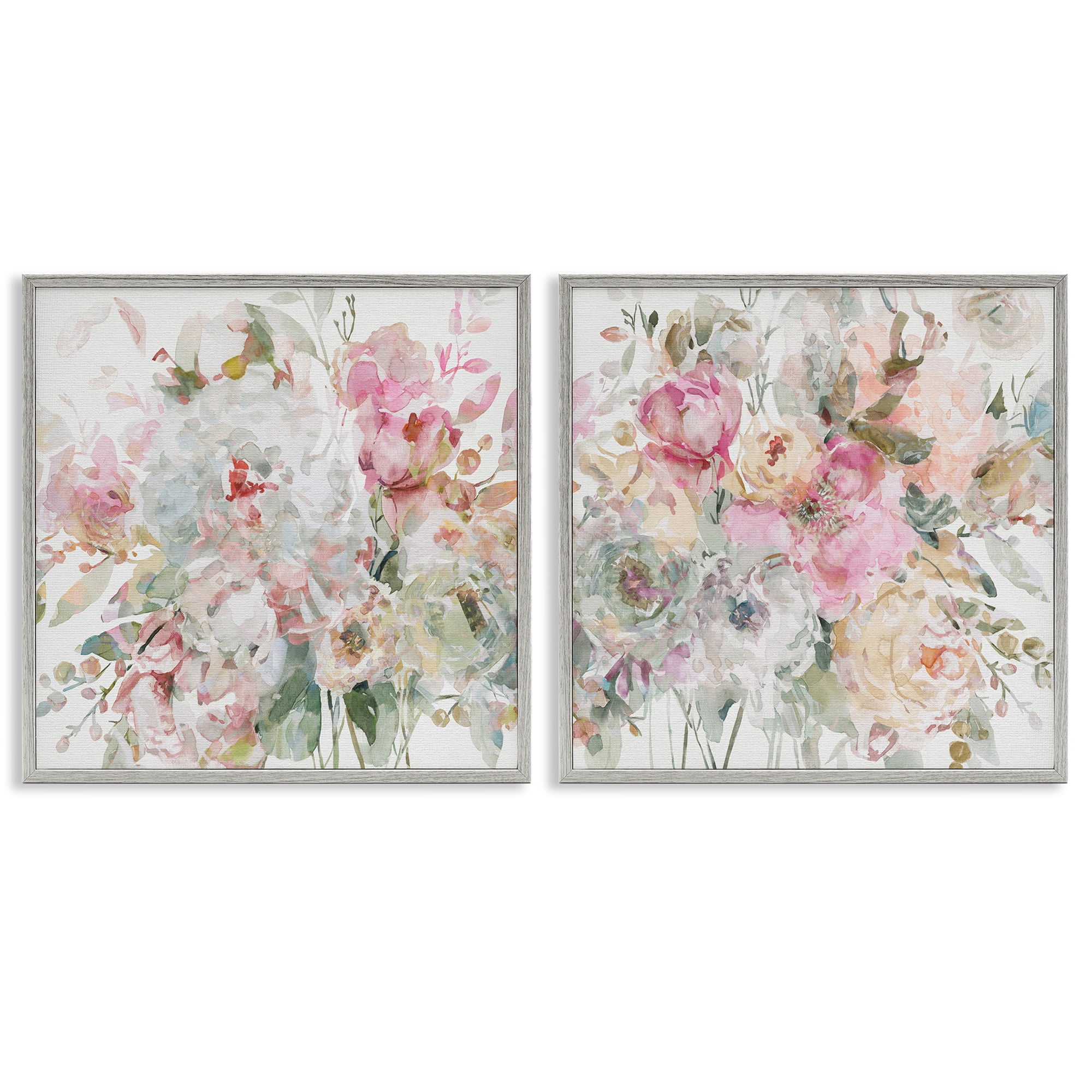 Stupell Industries Romantic Blush Botanicals 2 Piece Gray Framed Giclee Art Set, design by Carol Robinson
