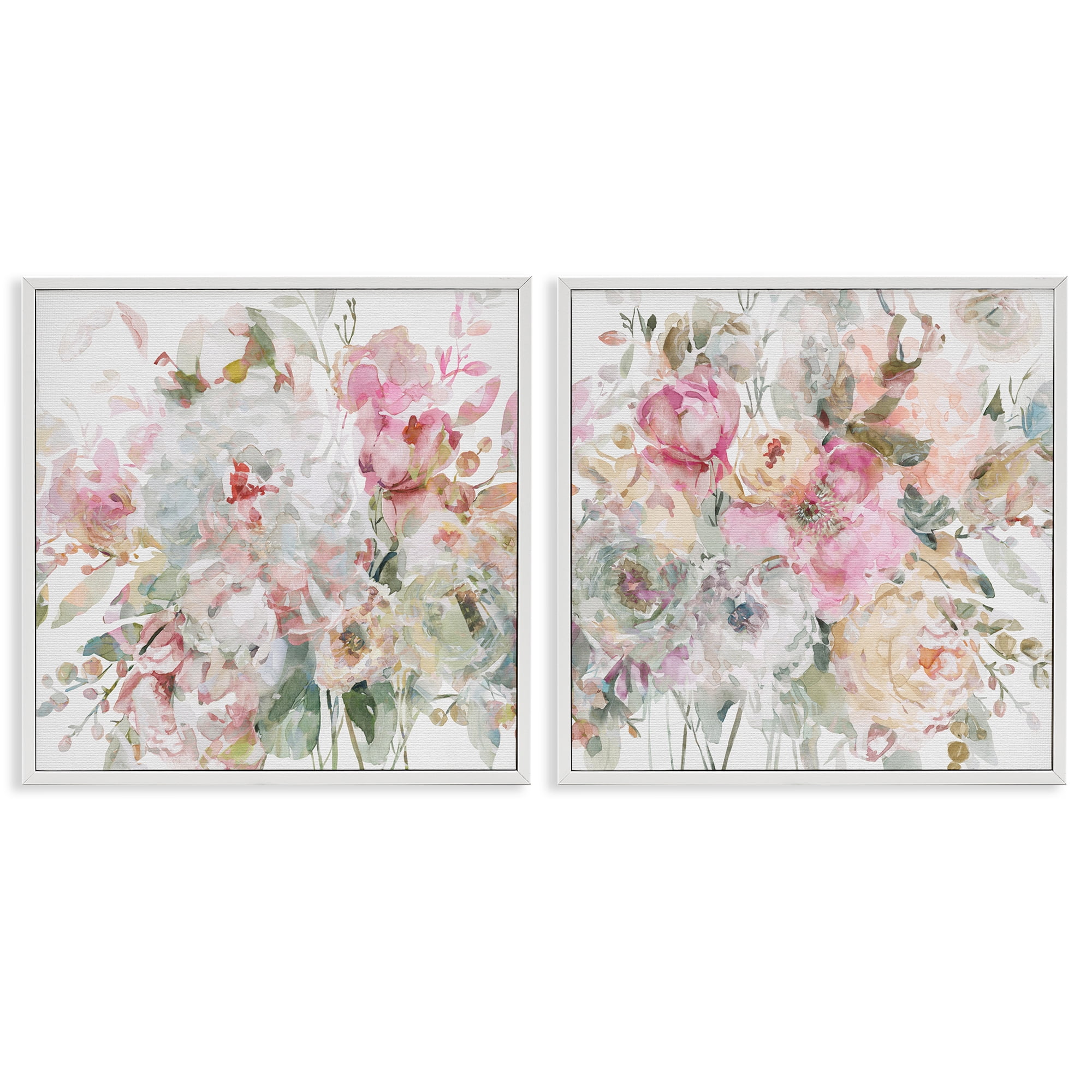 Stupell Industries Romantic Blush Botanicals 2 Piece White Framed Giclee Art Set, design by Carol Robinson
