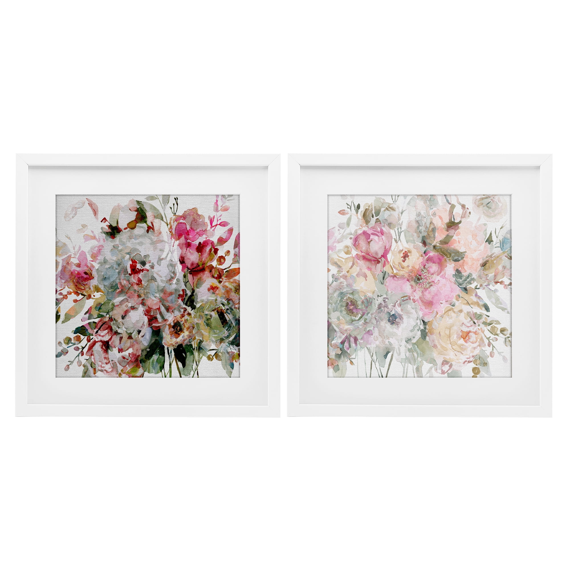 Stupell Industries Romantic Blush Botanicals 2 Piece White Framed Print Under Glass Set, design by Carol Robinson