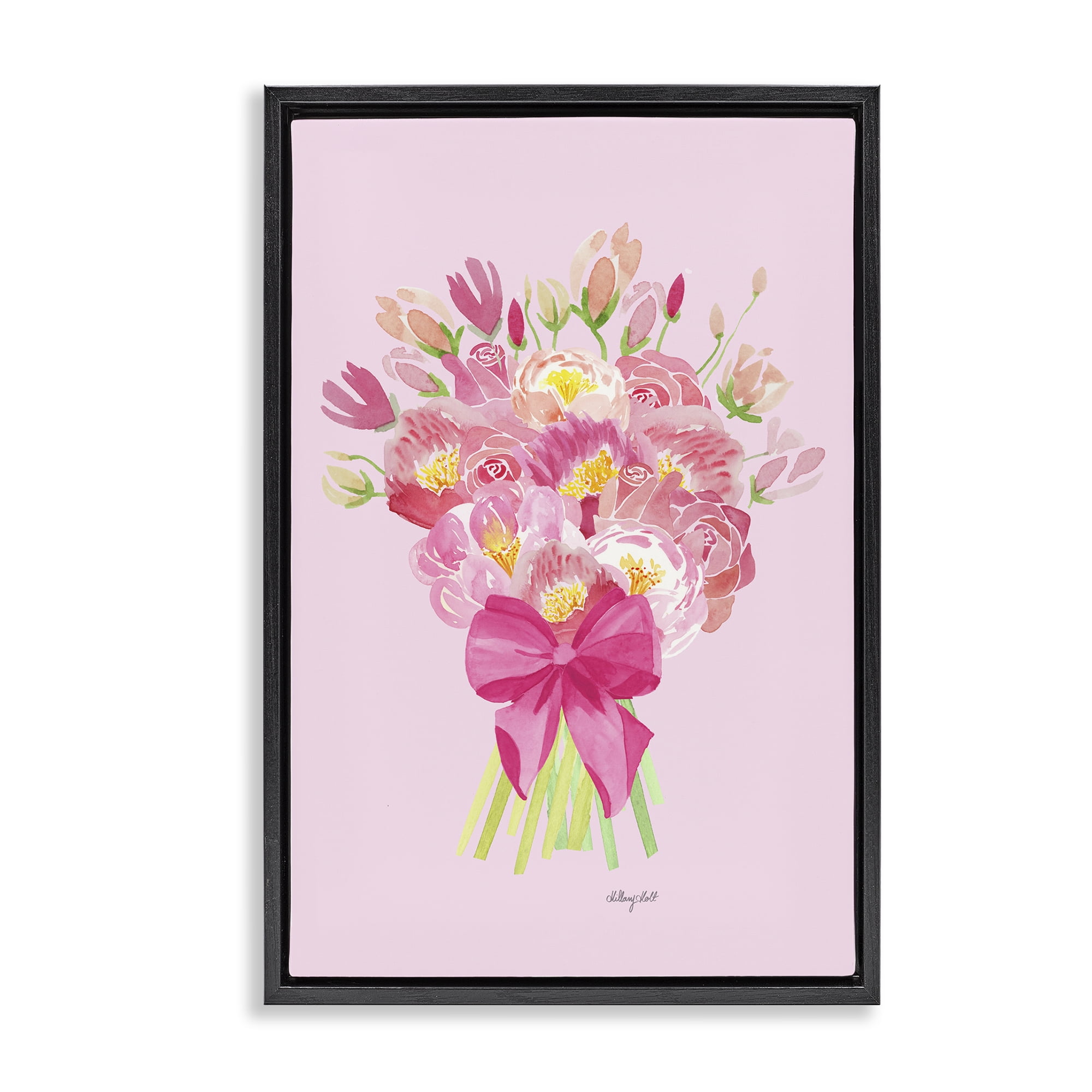 Stupell Industries Romantic Blushing Peonies Black Framed Floater Canvas Wall Art, design by Hillary Holt