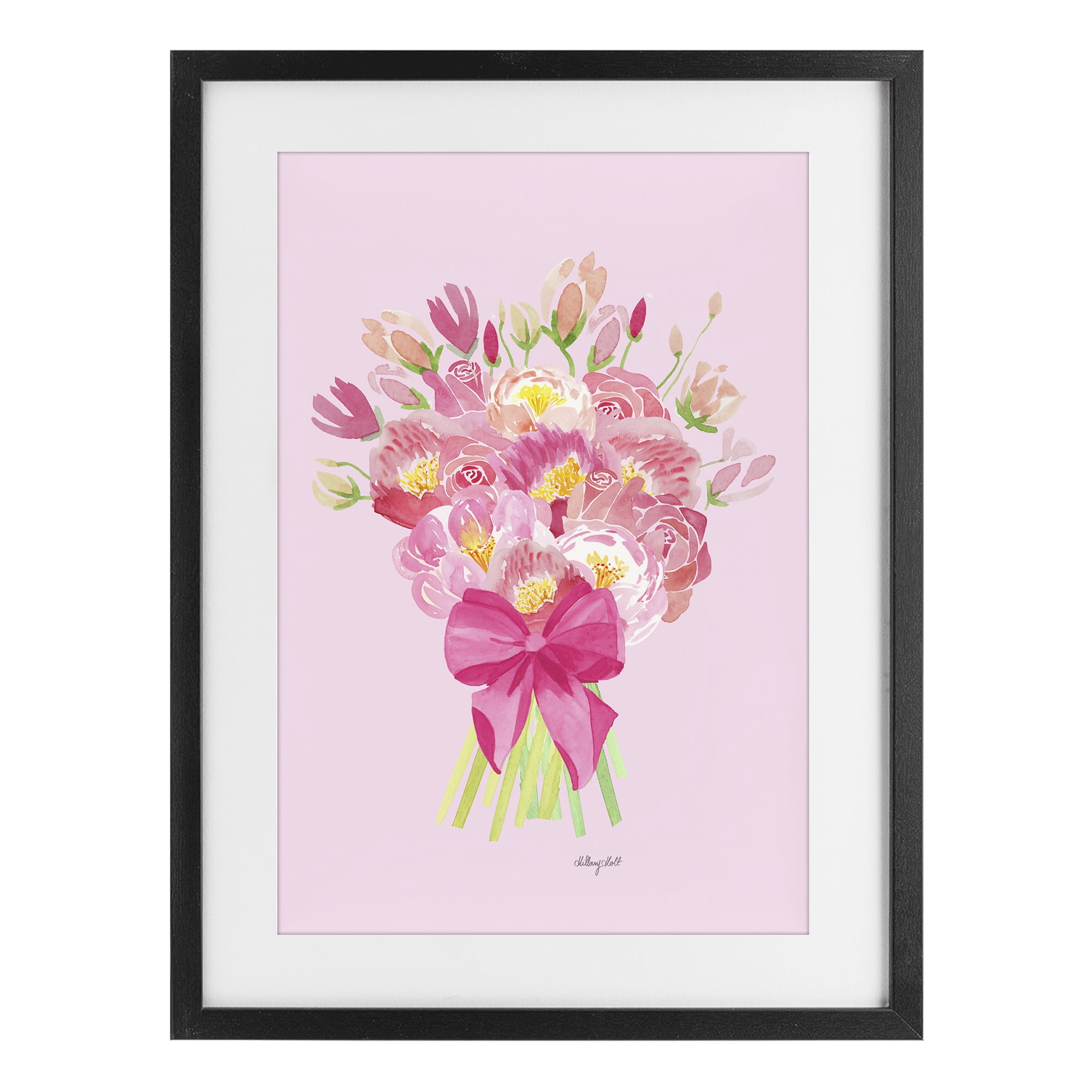Stupell Industries Romantic Blushing Peonies Black Framed Print Under Glass, design by Hillary Holt