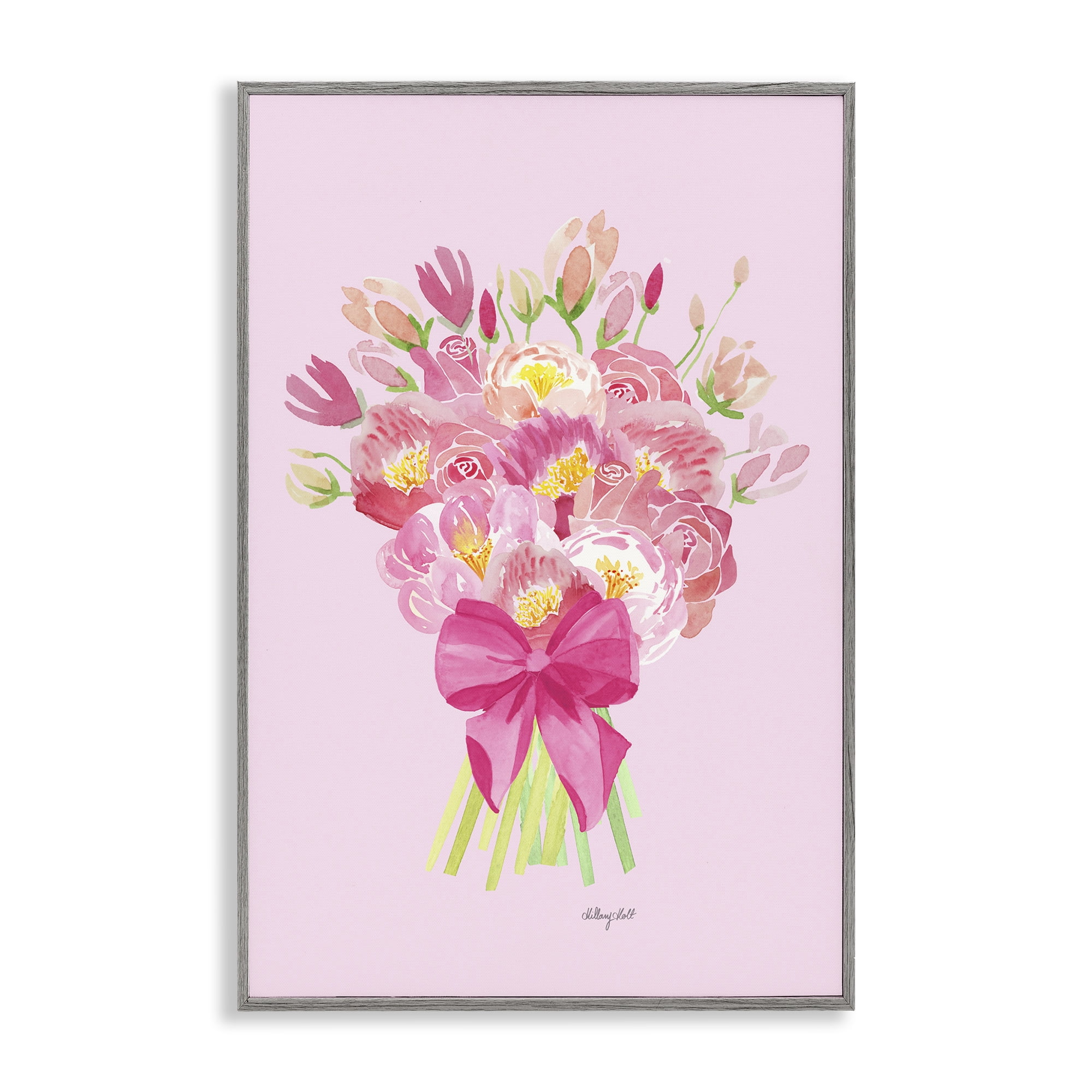 Stupell Industries Romantic Blushing Peonies Gray Framed Giclee Art, design by Hillary Holt