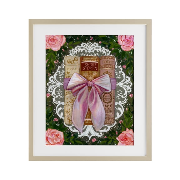 Stupell Industries Romantic Books with Lace Birch Framed Print Under Glass design by Glad You're Here Co., 16 x 13