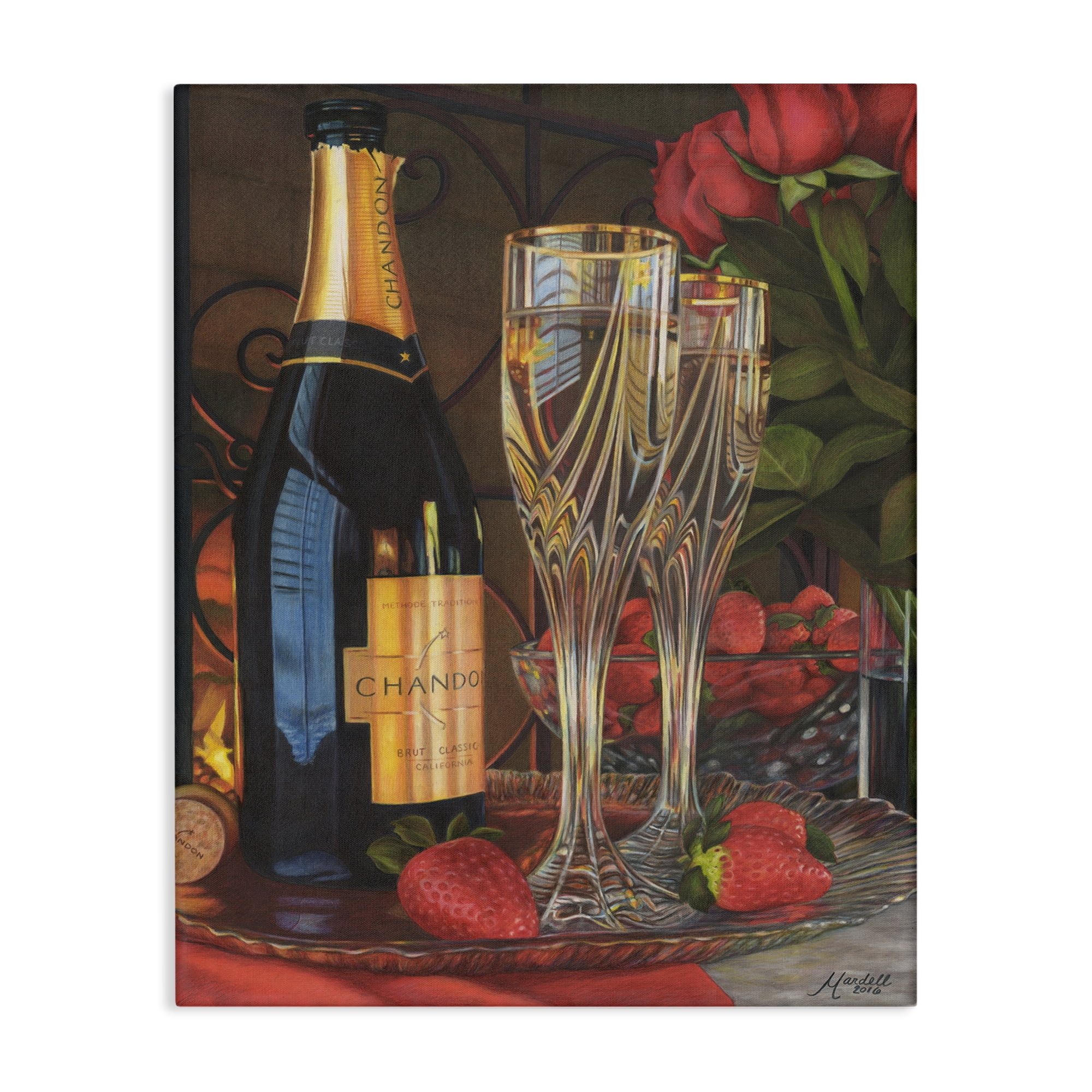 Stupell Industries Romantic Champagne Pair Food & Beverage Painting Gallery Wrapped Canvas Art Print Wall Art, 36 x 48