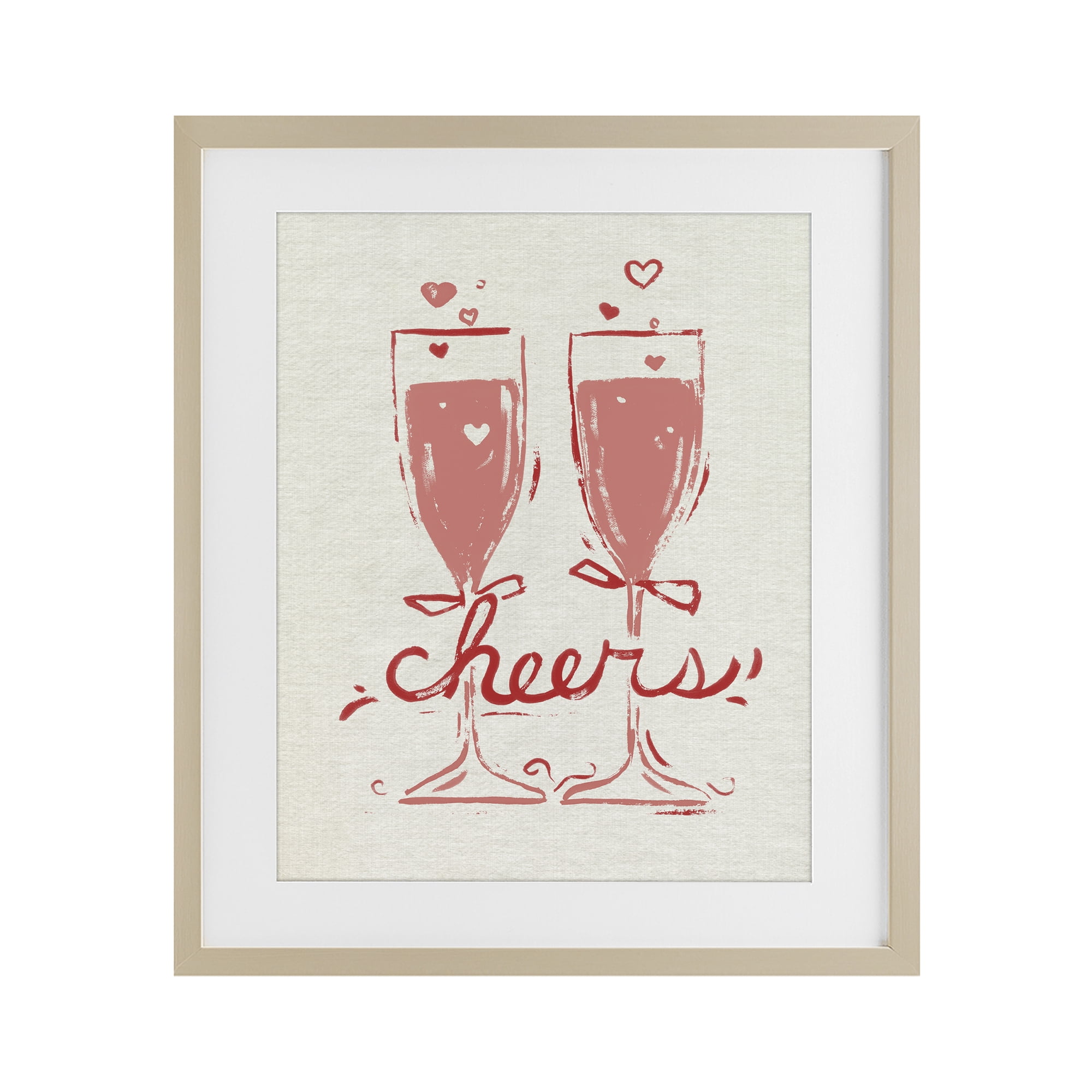 Stupell Industries Romantic Cheers To Love Birch Framed Print Under Glass, design by June Erica Vess