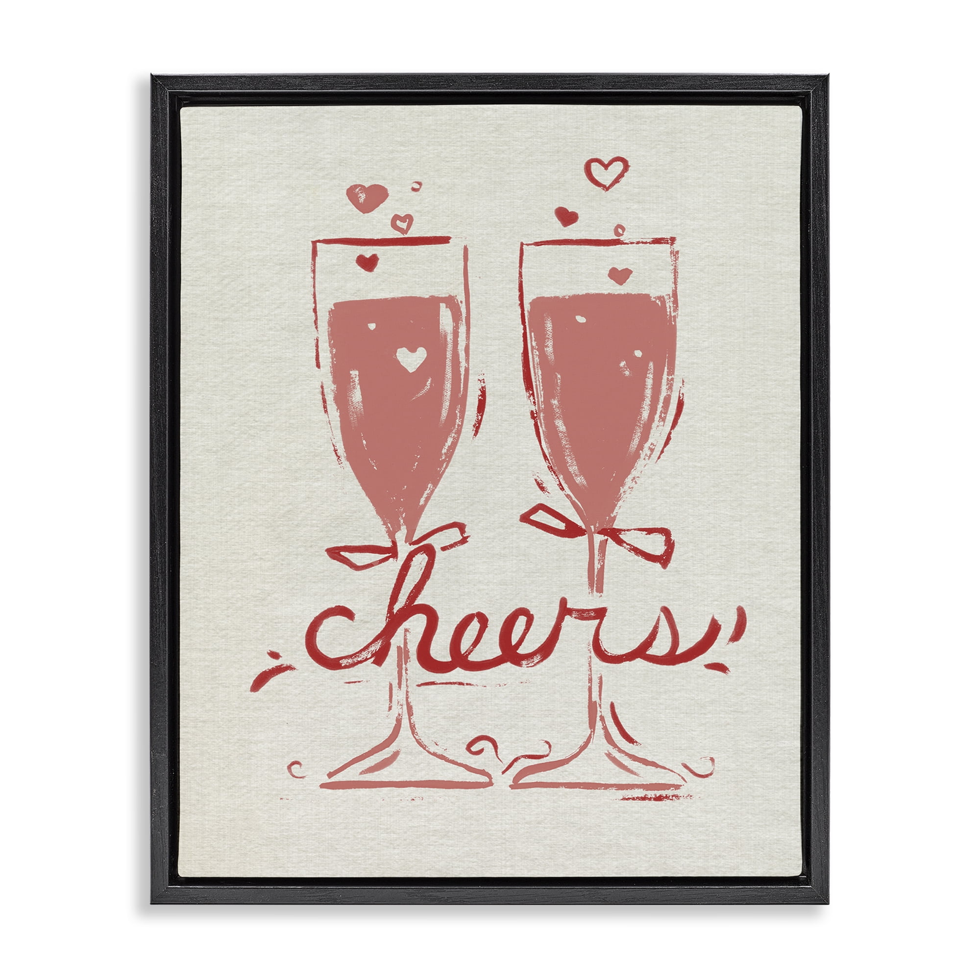 Stupell Industries Romantic Cheers To Love Black Framed Floater Canvas Wall Art, design by June Erica Vess