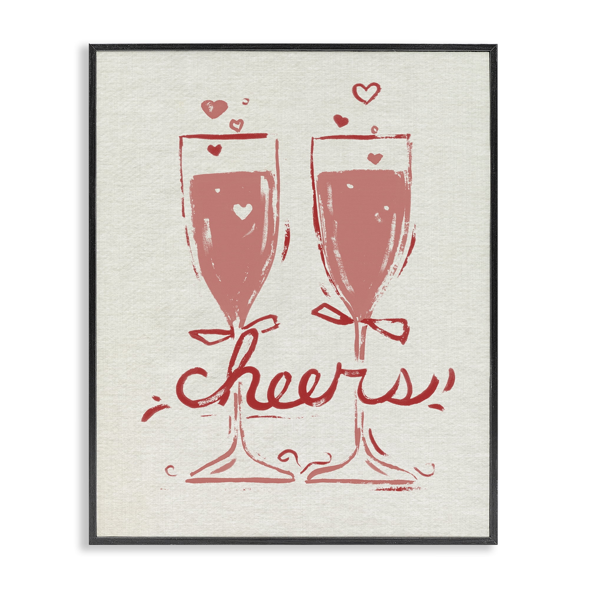 Stupell Industries Romantic Cheers To Love Black Framed Giclee Art, design by June Erica Vess