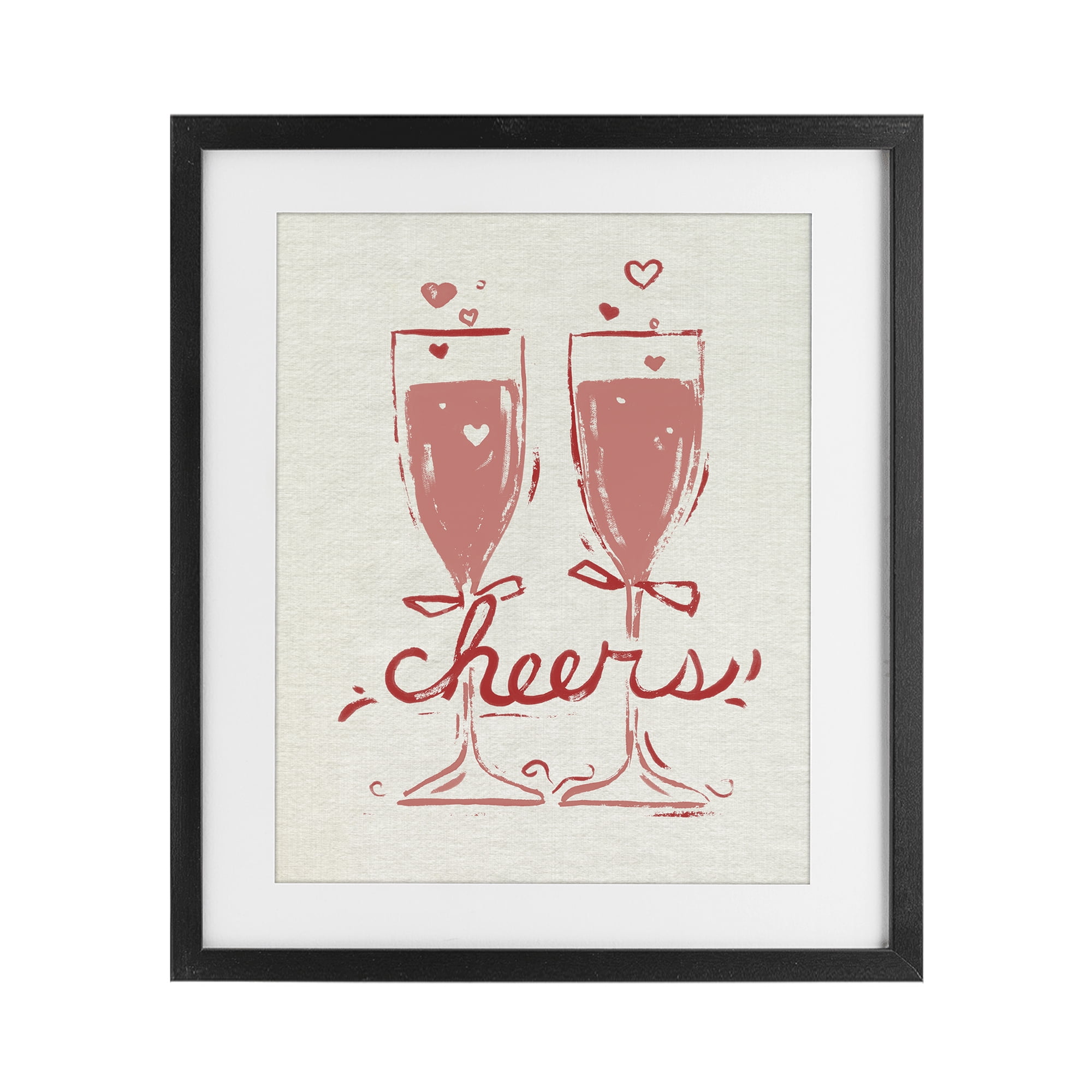 Stupell Industries Romantic Cheers To Love Black Framed Print Under Glass, design by June Erica Vess