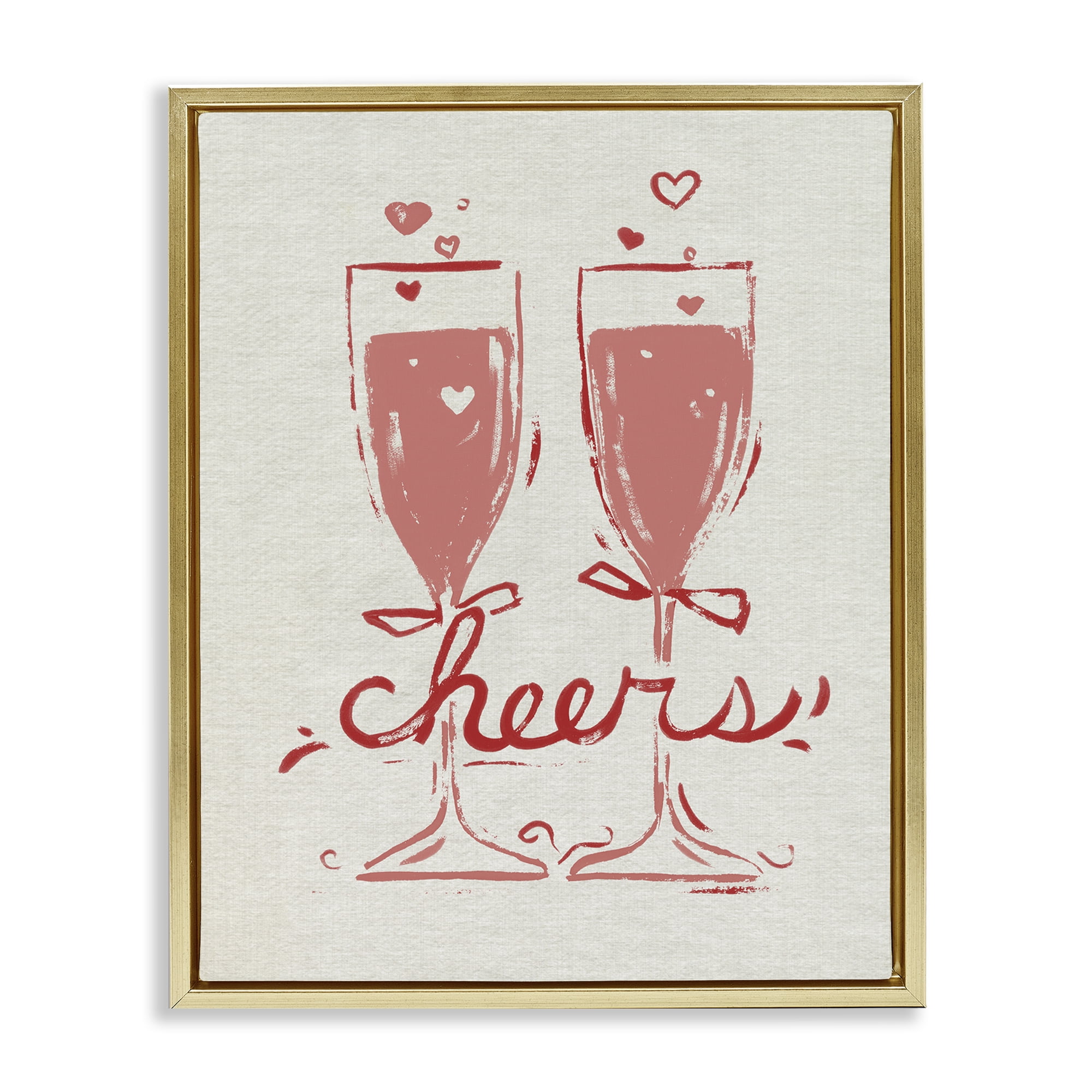 Stupell Industries Romantic Cheers To Love Gold Framed Floater Canvas Wall Art, design by June Erica Vess
