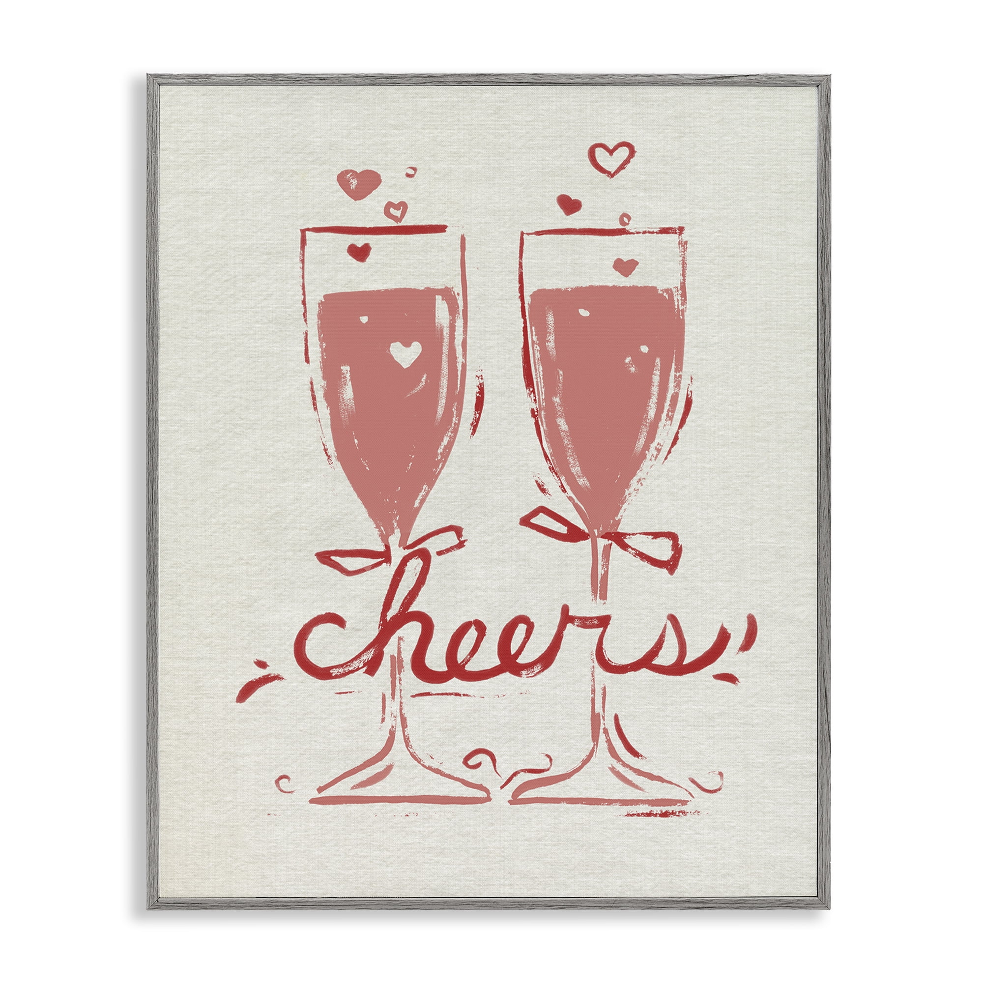 Stupell Industries Romantic Cheers To Love Gray Framed Giclee Art, design by June Erica Vess