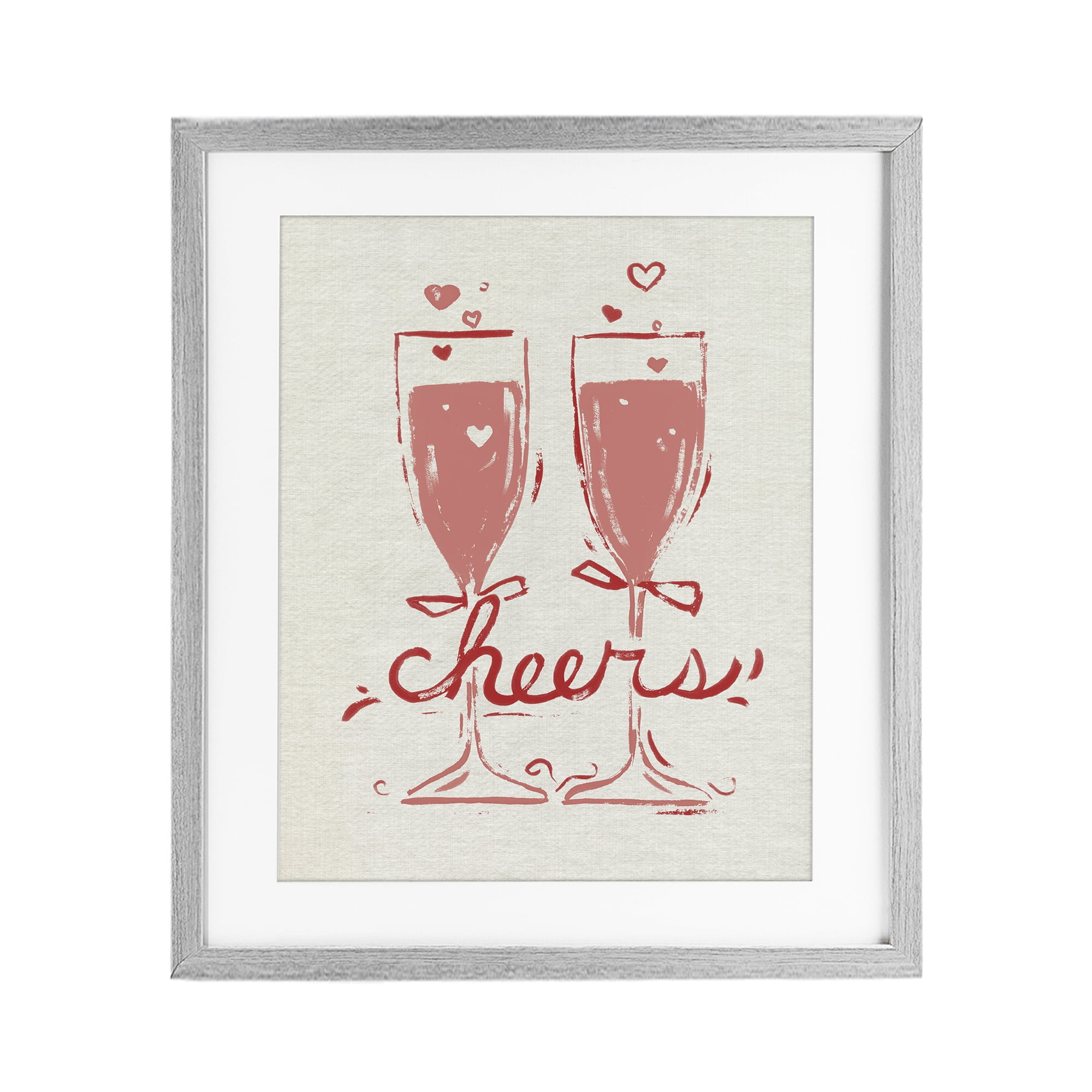 Stupell Industries Romantic Cheers To Love Gray Framed Print Under Glass, design by June Erica Vess
