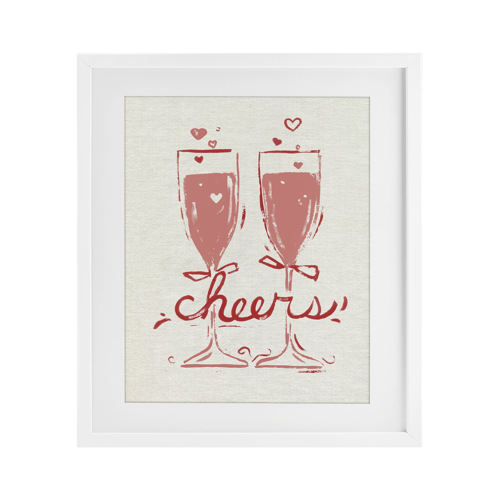 Stupell Industries Romantic Cheers To Love White Framed Print Under Glass, design by June Erica Vess