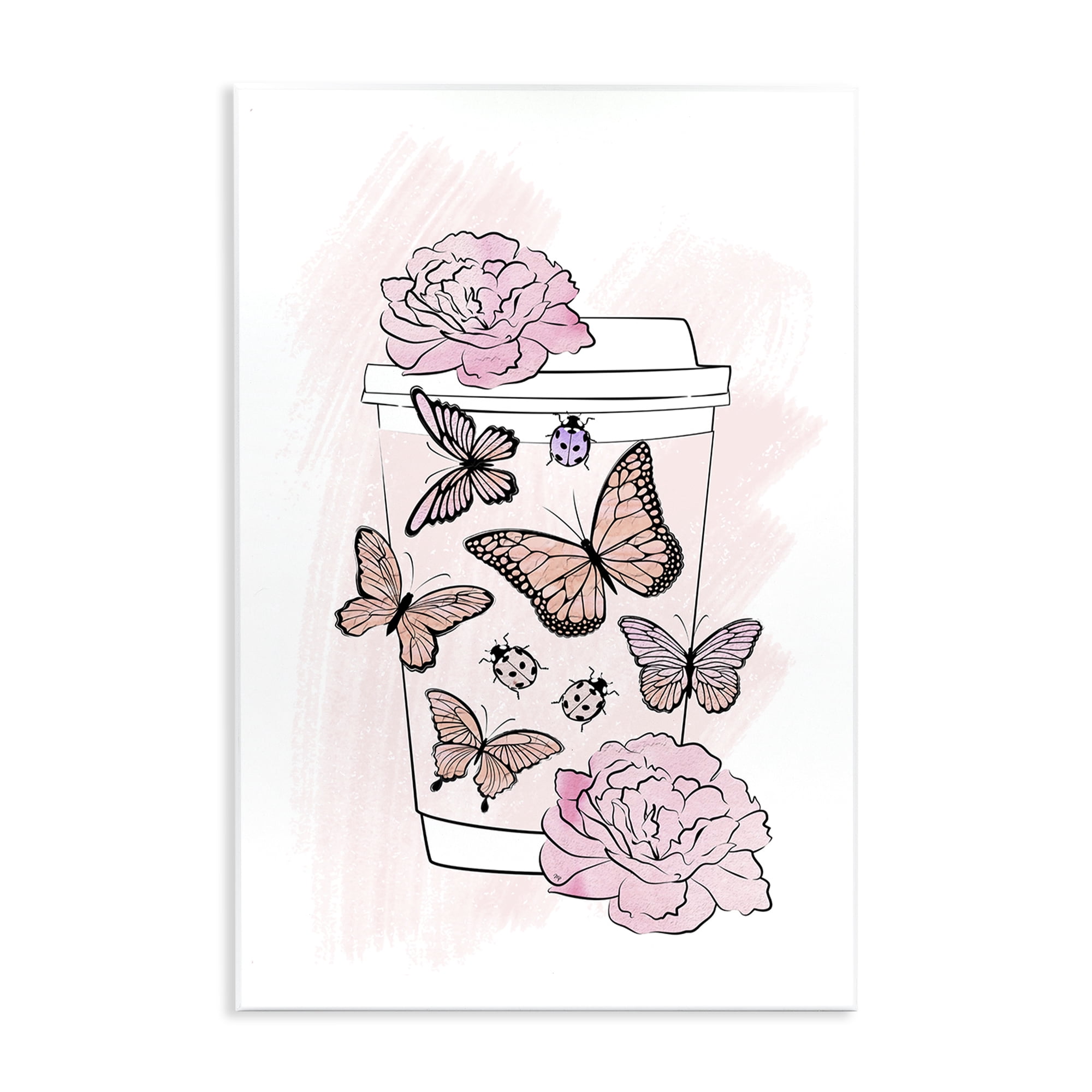 Stupell Industries Romantic Coffee & Butterflies Wall Plaque Art, design by Martina Pavlova