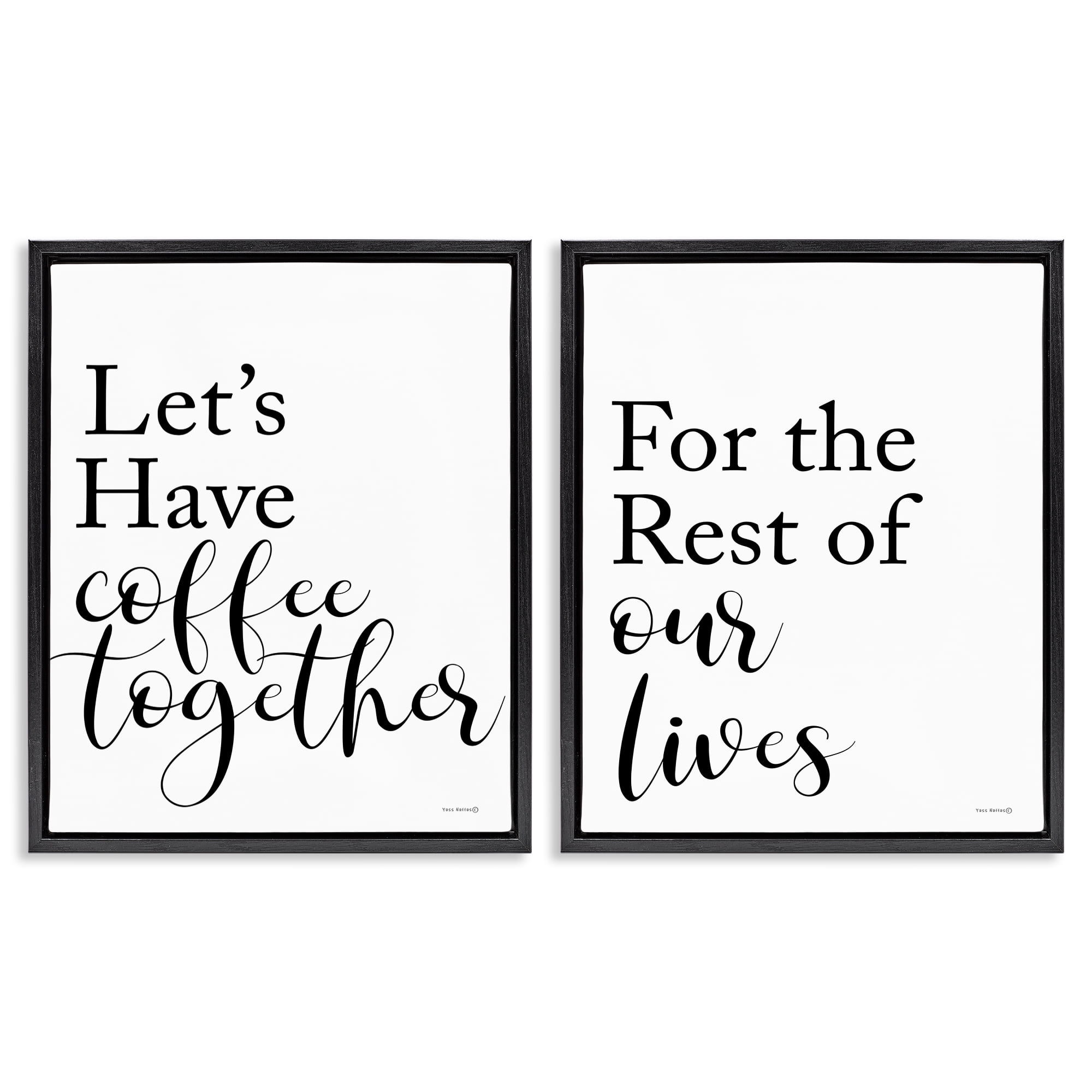 Stupell Industries Romantic Coffee Together Food & Beverage Painting Black Floater Framed Canvas Art Print Wall Art, 31 x 25, Set of 2