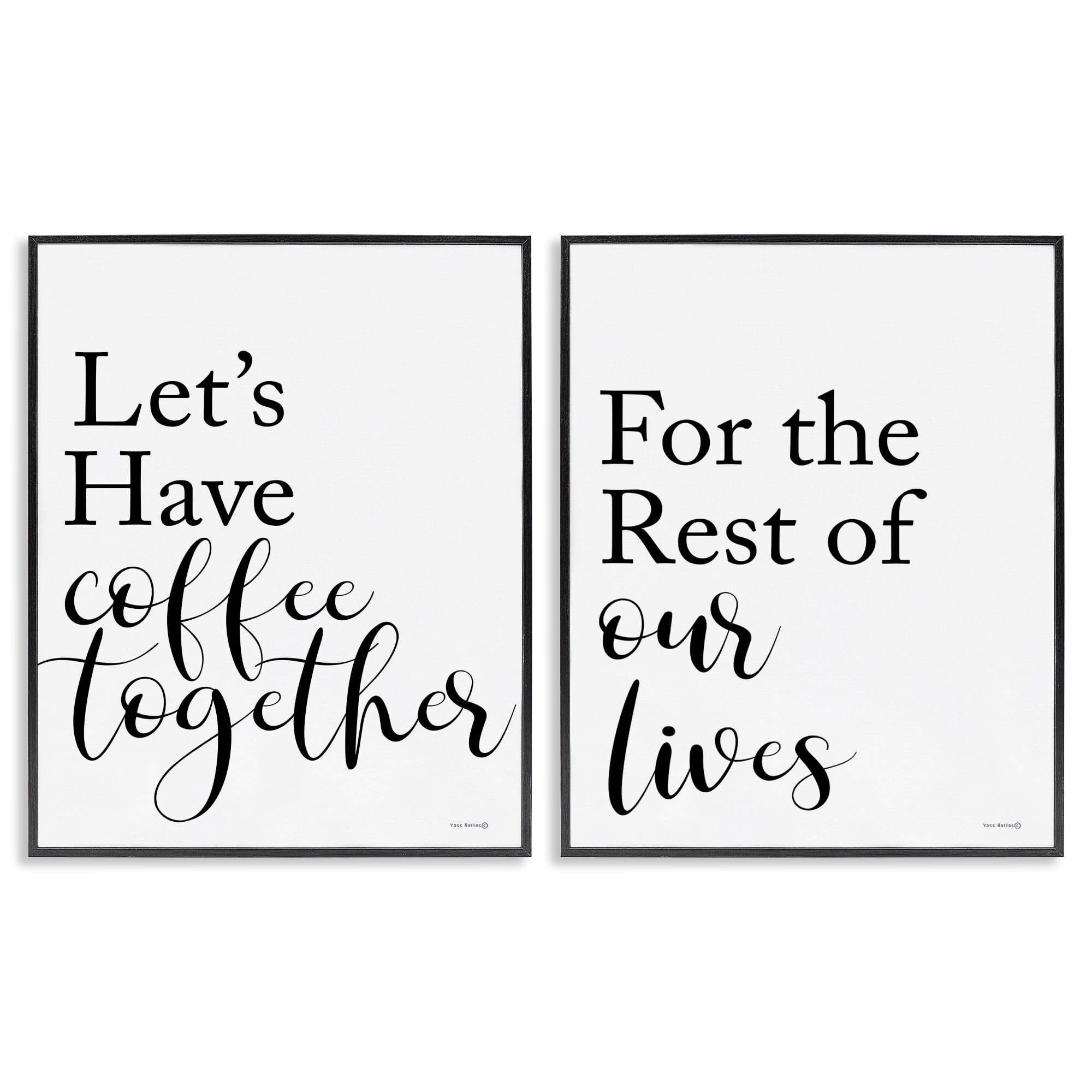 Stupell Industries Romantic Coffee Together Food & Beverage Painting Black Framed Art Print Wall Art, 11 x 14, Set of 2
