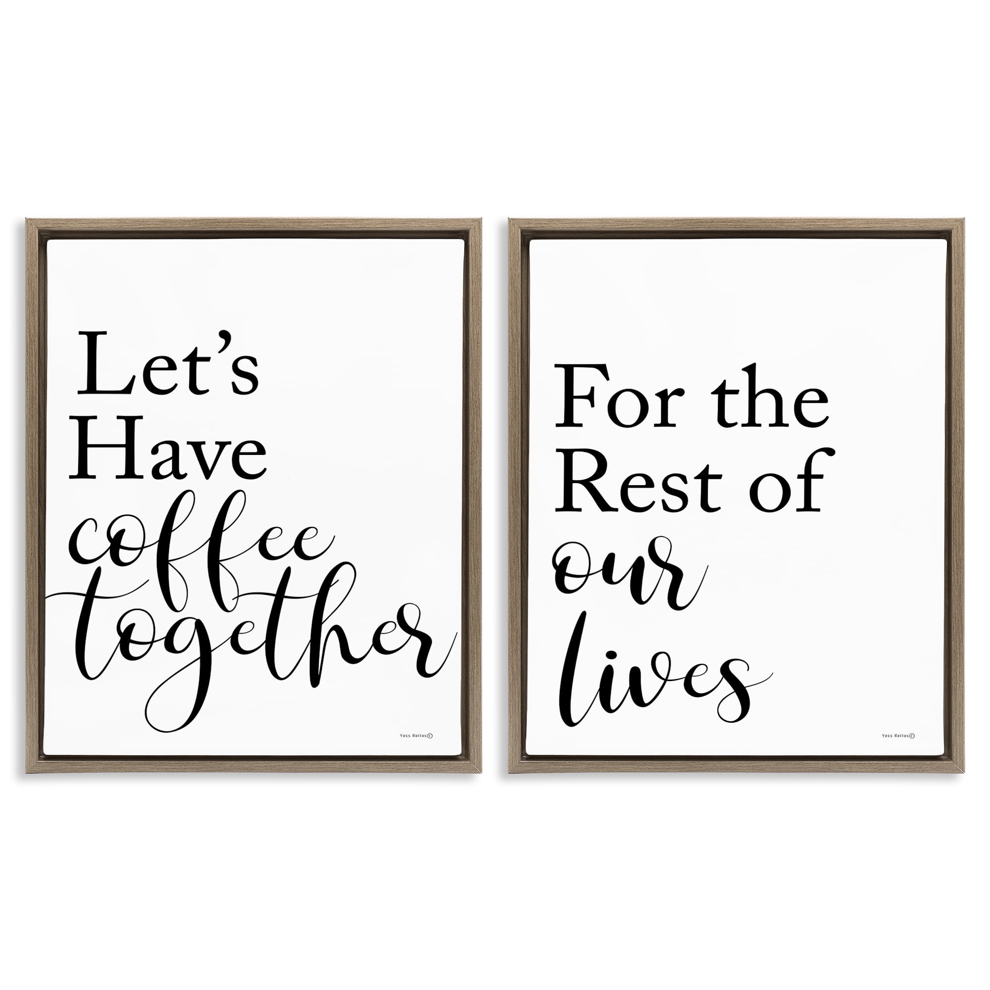 Stupell Industries Romantic Coffee Together Food & Beverage Painting Brown Floater Framed Canvas Art Print Wall Art, 31 x 25, Set of 2