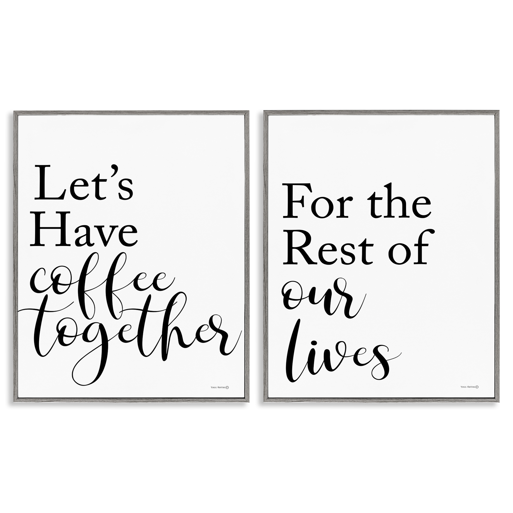 Stupell Industries Romantic Coffee Together Food & Beverage Painting Gray Framed Art Print Wall Art, 16 x 20, Set of 2