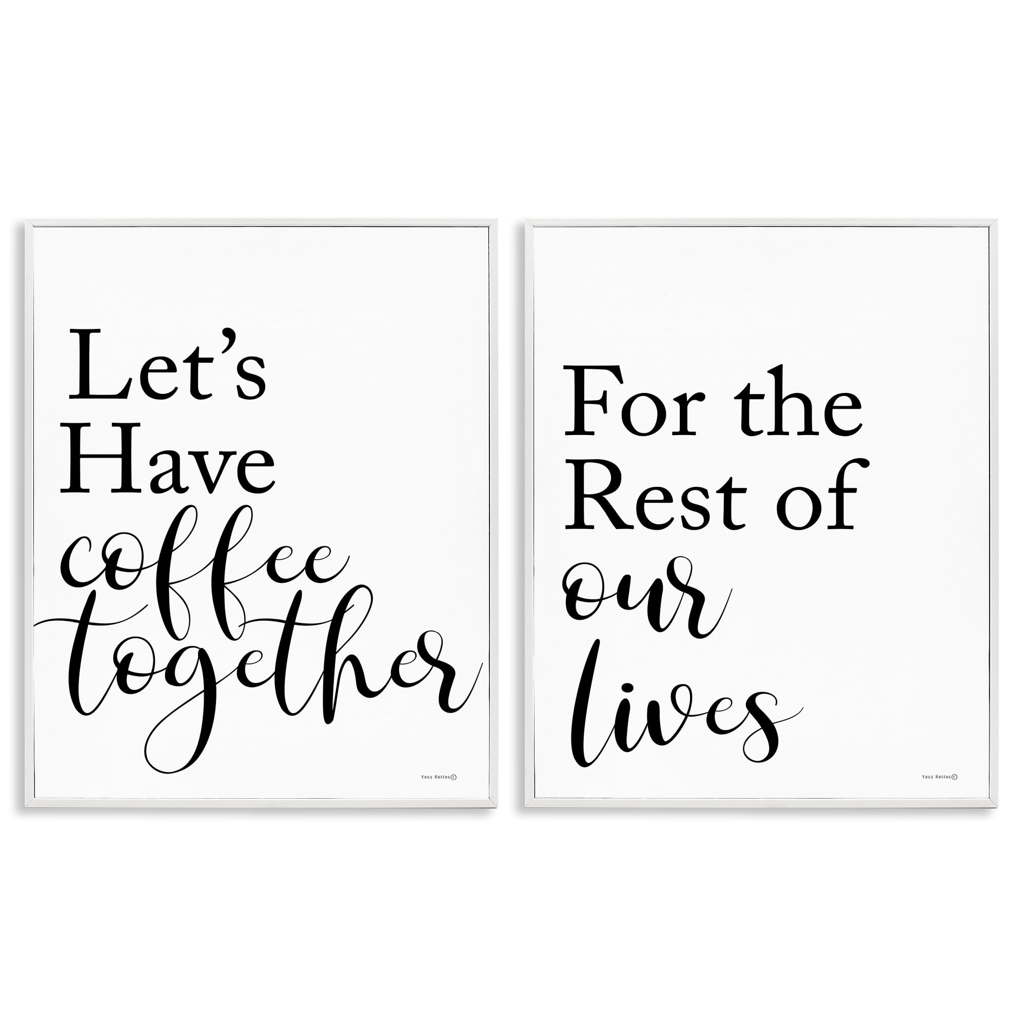 Stupell Industries Romantic Coffee Together Food & Beverage Painting White Framed Art Print Wall Art, 11 x 14, Set of 2