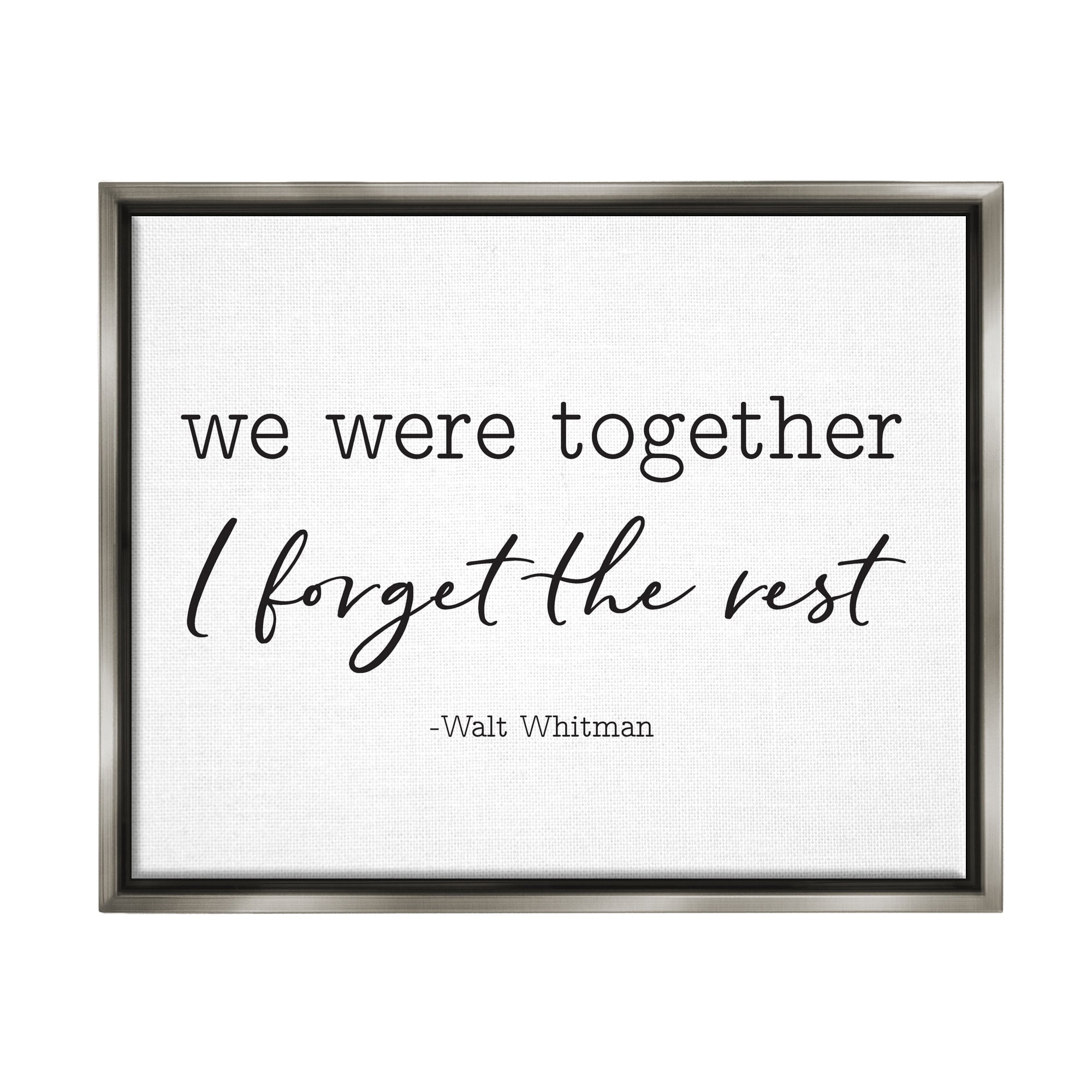 Stupell Industries Romantic Couple Quote Casual Typography Design Graphic Art Luster Gray Floating Framed Canvas Print Wall Art, Design by Lettered and Lined