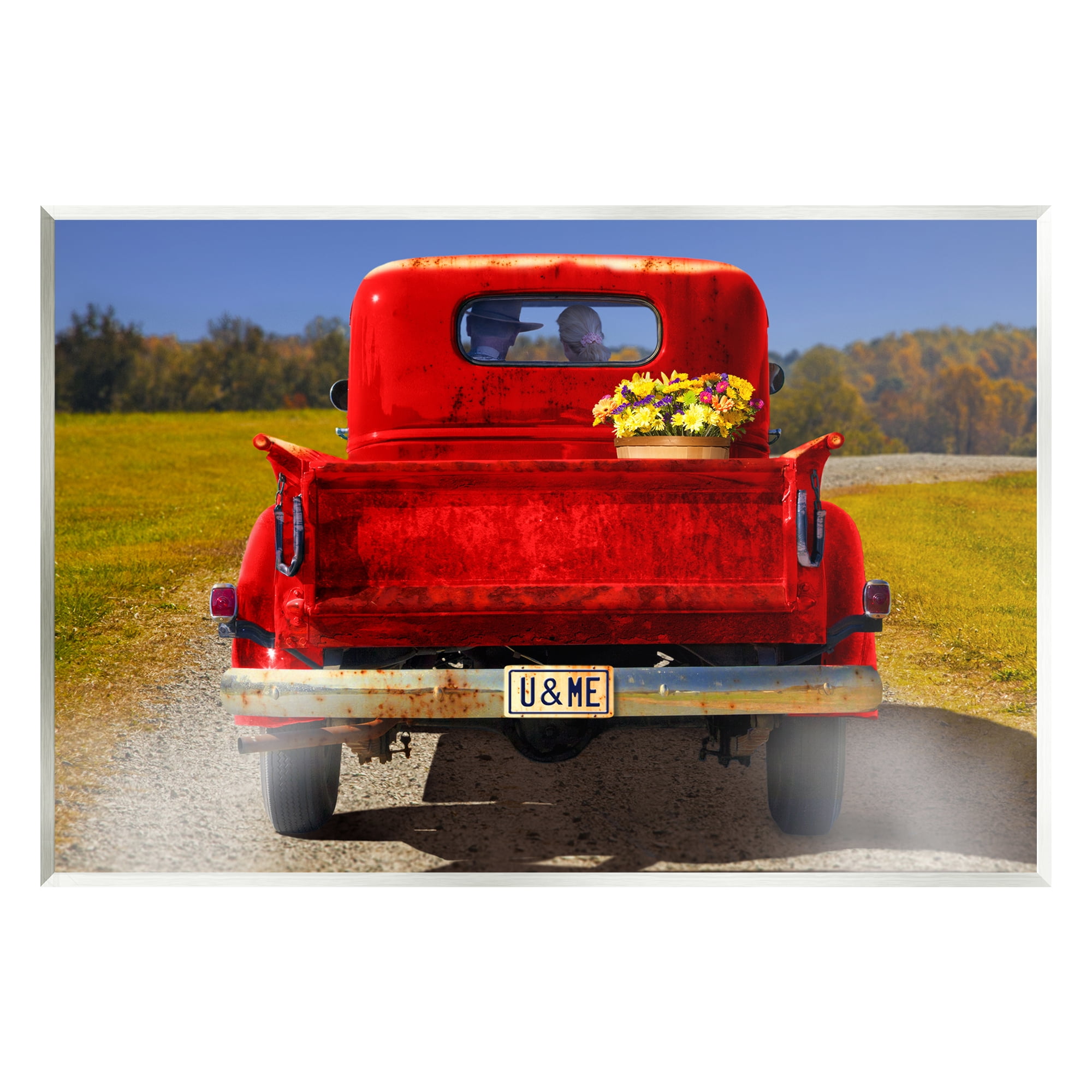 Stupell Industries Romantic Couple Red Pickup Transportation Photography Unframed Art Print Wall Art, 15 x 10