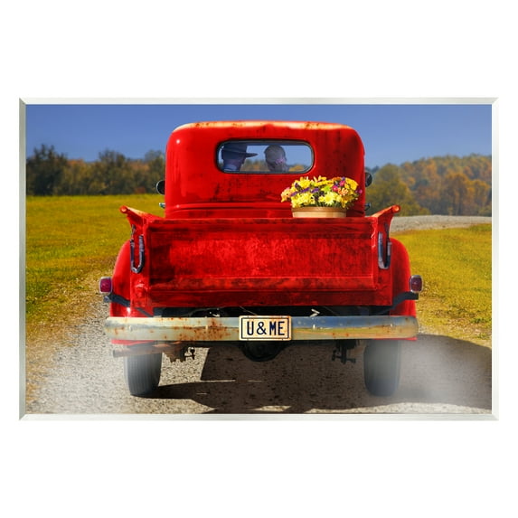Stupell Industries Romantic Couple Red Pickup Transportation Photography Unframed Art Print Wall Art, 19 x 13