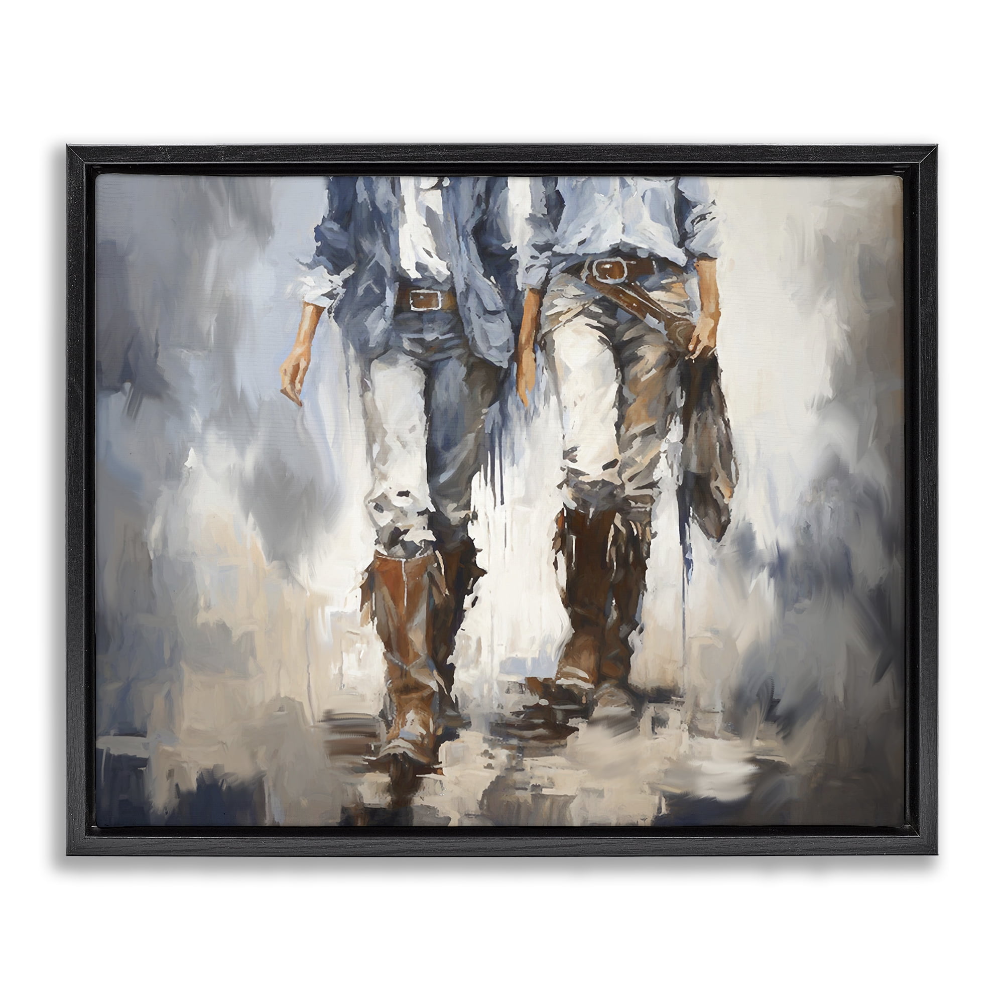 Stupell Industries Romantic Cowboy Boots Novelty Painting Black Floater Framed Canvas Art Print Wall Art, 31 x 25