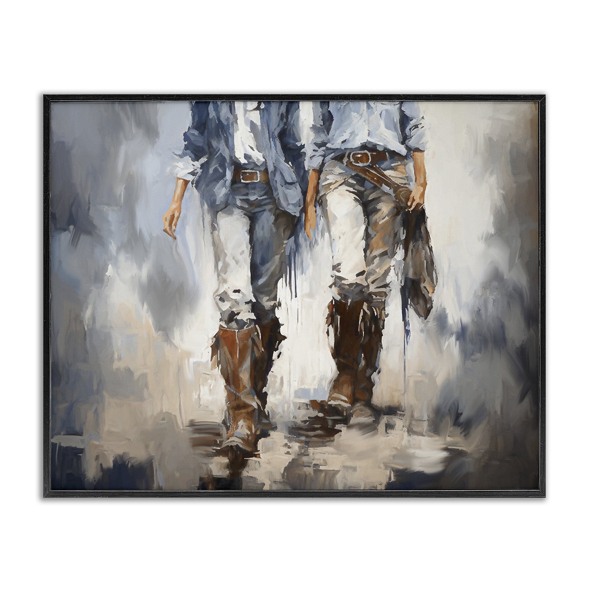 Stupell Industries Romantic Cowboy Boots Novelty Painting Black Framed Art Print Wall Art, 20 x 16