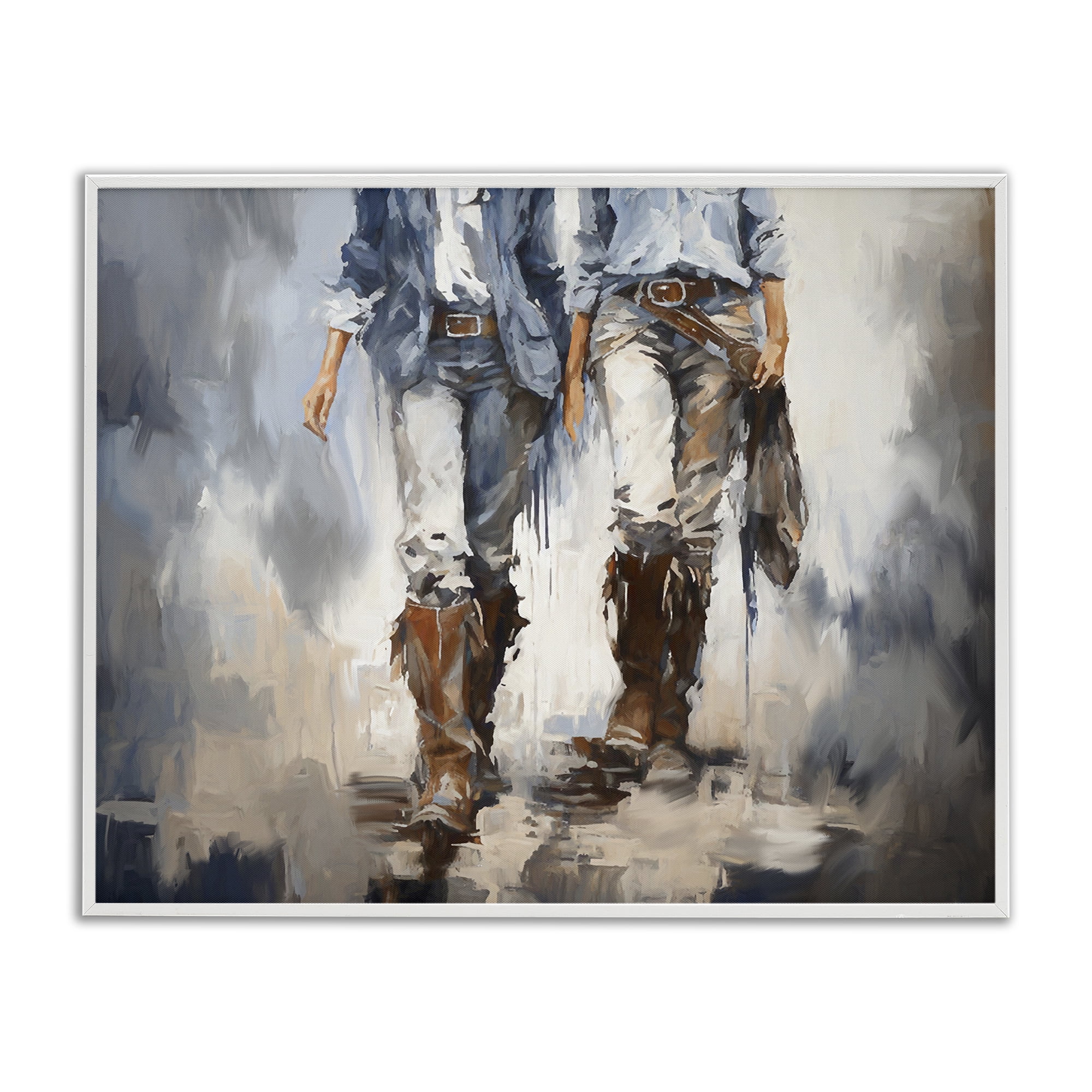 Stupell Industries Romantic Cowboy Boots Novelty Painting White Framed Art Print Wall Art, 20 x 16