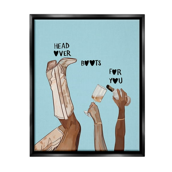 Stupell Industries Romantic Cowgirl Phrase Food & Beverage Painting Black Floater Framed Canvas Art Print Wall Art, 17 x 21