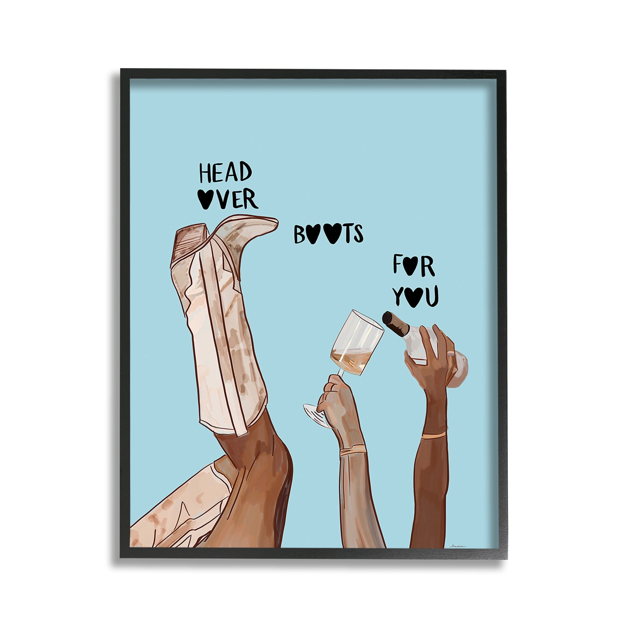 Stupell Industries Romantic Cowgirl Phrase Food & Beverage Painting Black Framed Art Print Wall Art, 11 x 14