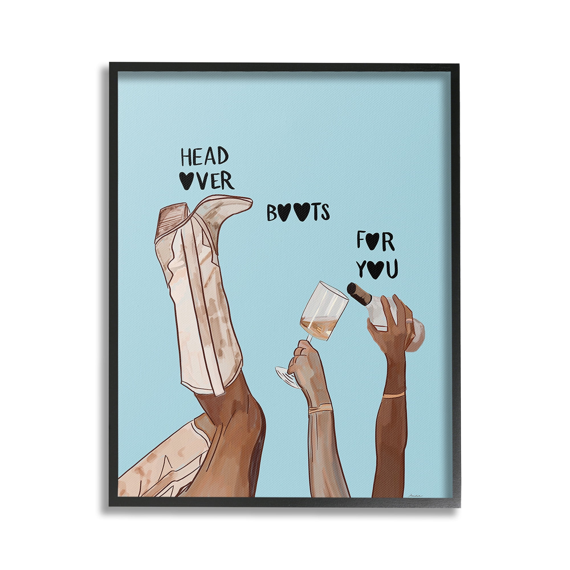 Stupell Industries Romantic Cowgirl Phrase Food & Beverage Painting Black Framed Art Print Wall Art, 16 x 20