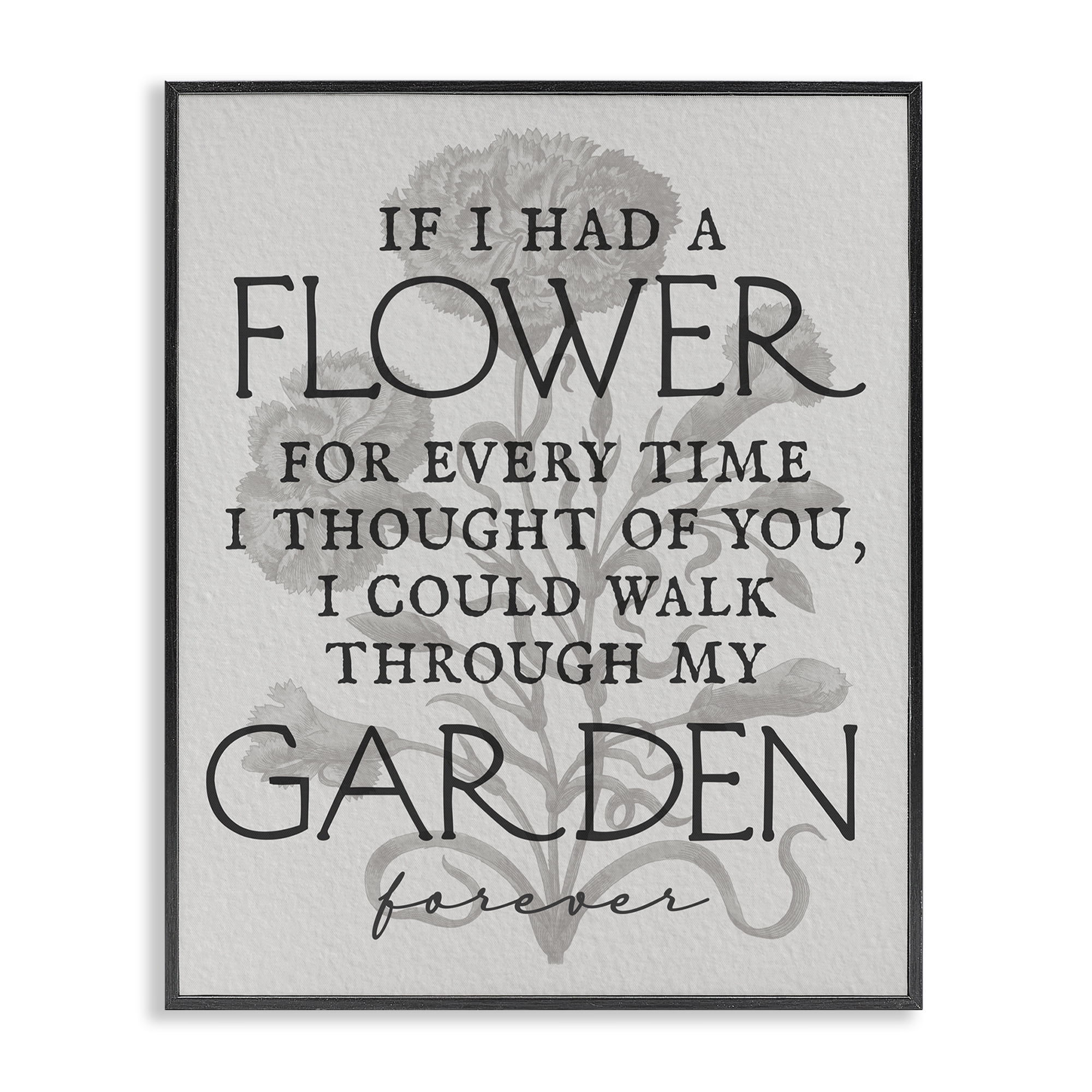 Stupell Industries Romantic Garden Phrase Plants & Flowers Painting Black Framed Art Print Wall Art, 16 x 20