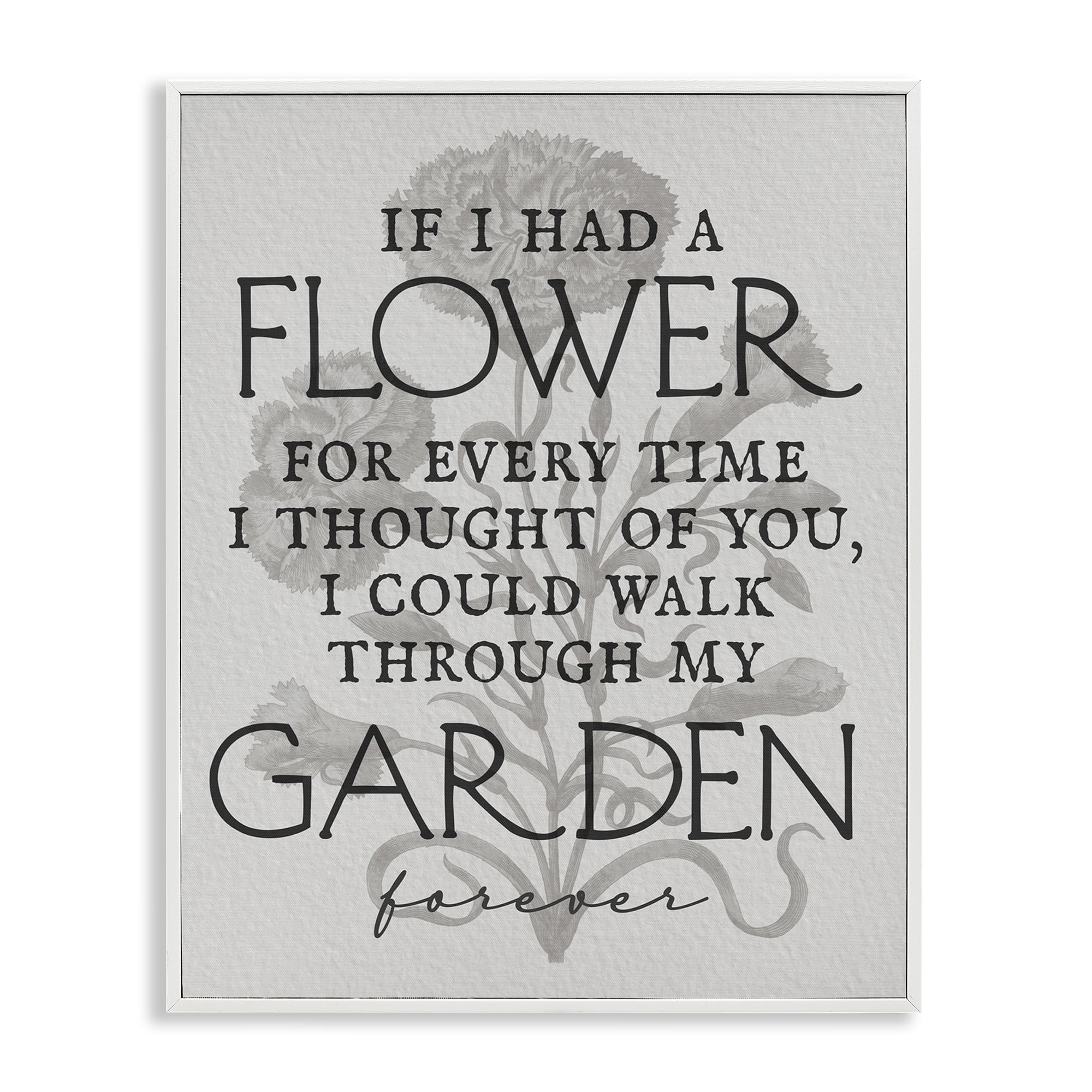 Stupell Industries Romantic Garden Phrase Plants & Flowers Painting White Framed Art Print Wall Art, 11 x 14