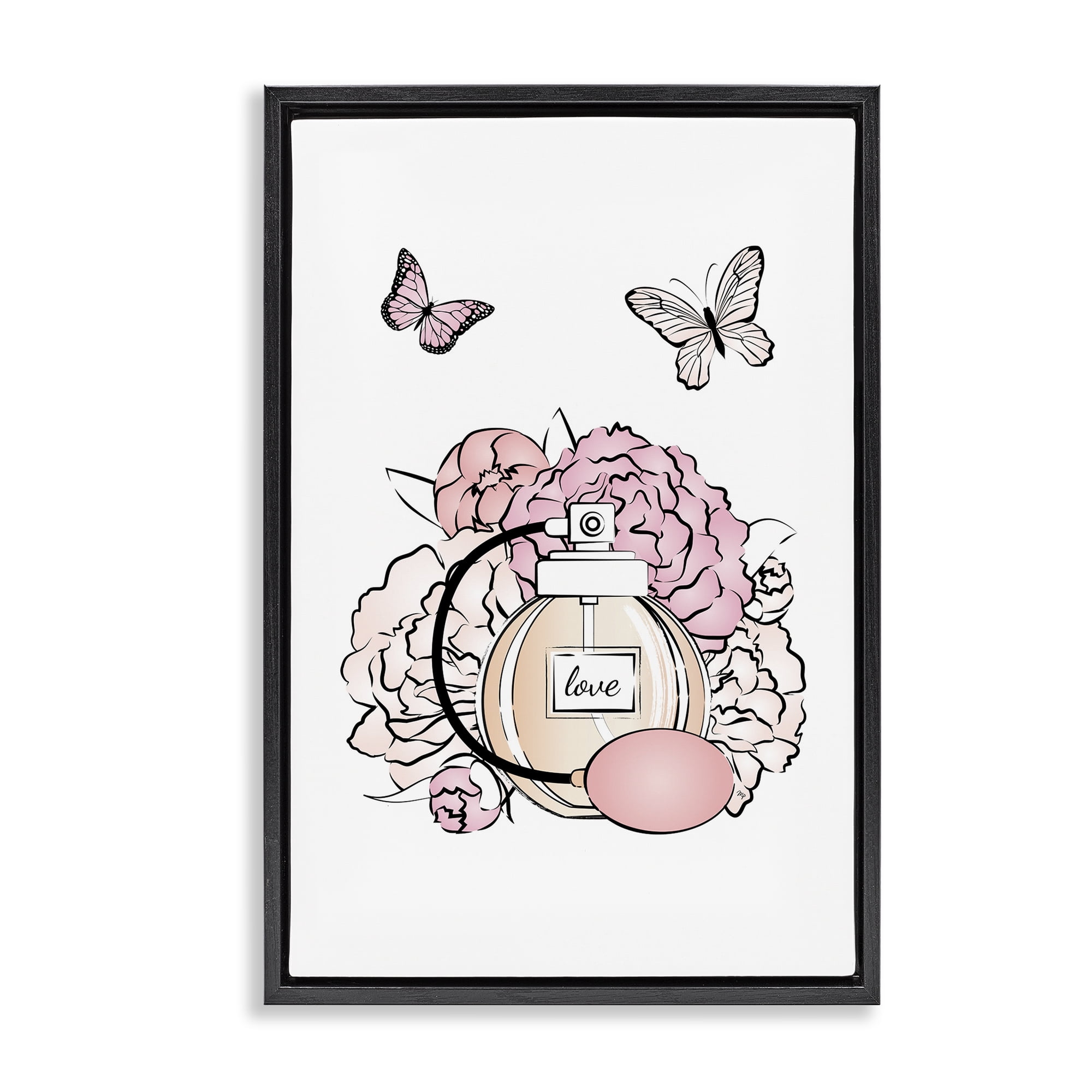 Stupell Industries Romantic Glam Scene Animals & Insects Painting Black Floater Framed Art Print Wall Art, 17 x 25