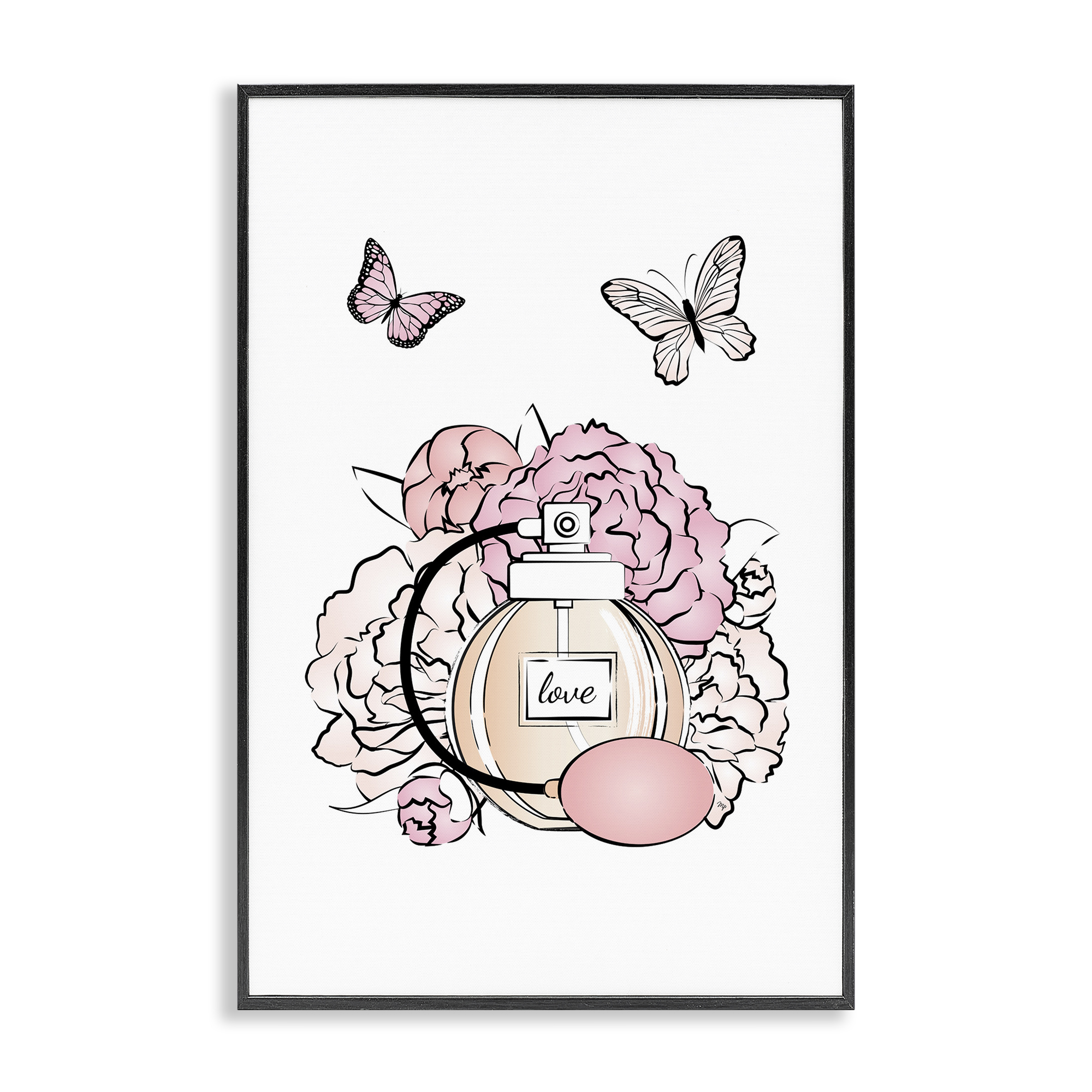 Stupell Industries Romantic Glam Scene Animals & Insects Painting Black Framed Art Print Wall Art, 16 x 24
